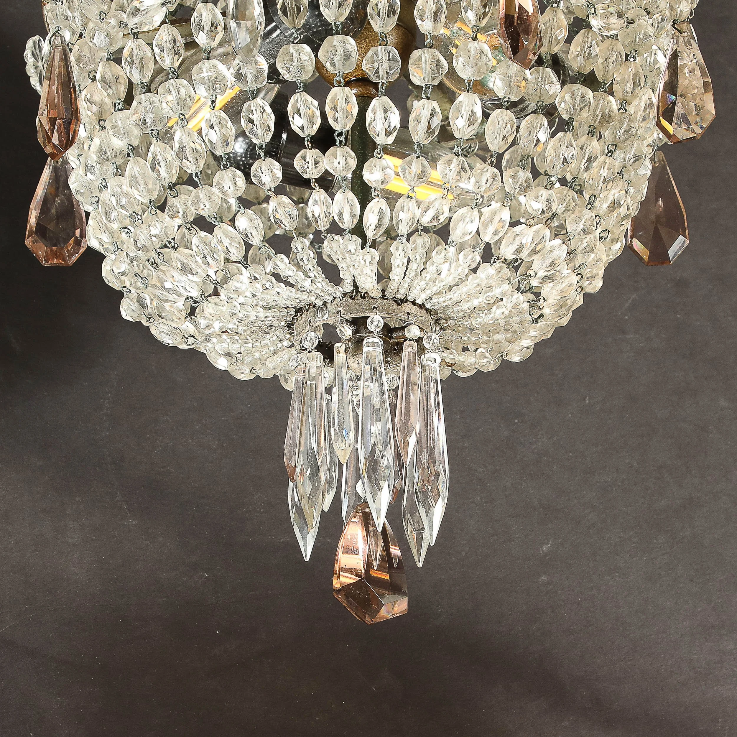 Hollywood Regency Crystal Beaded Chandelier w/ Gilt Bronze Fittings by Baccarat — image 3