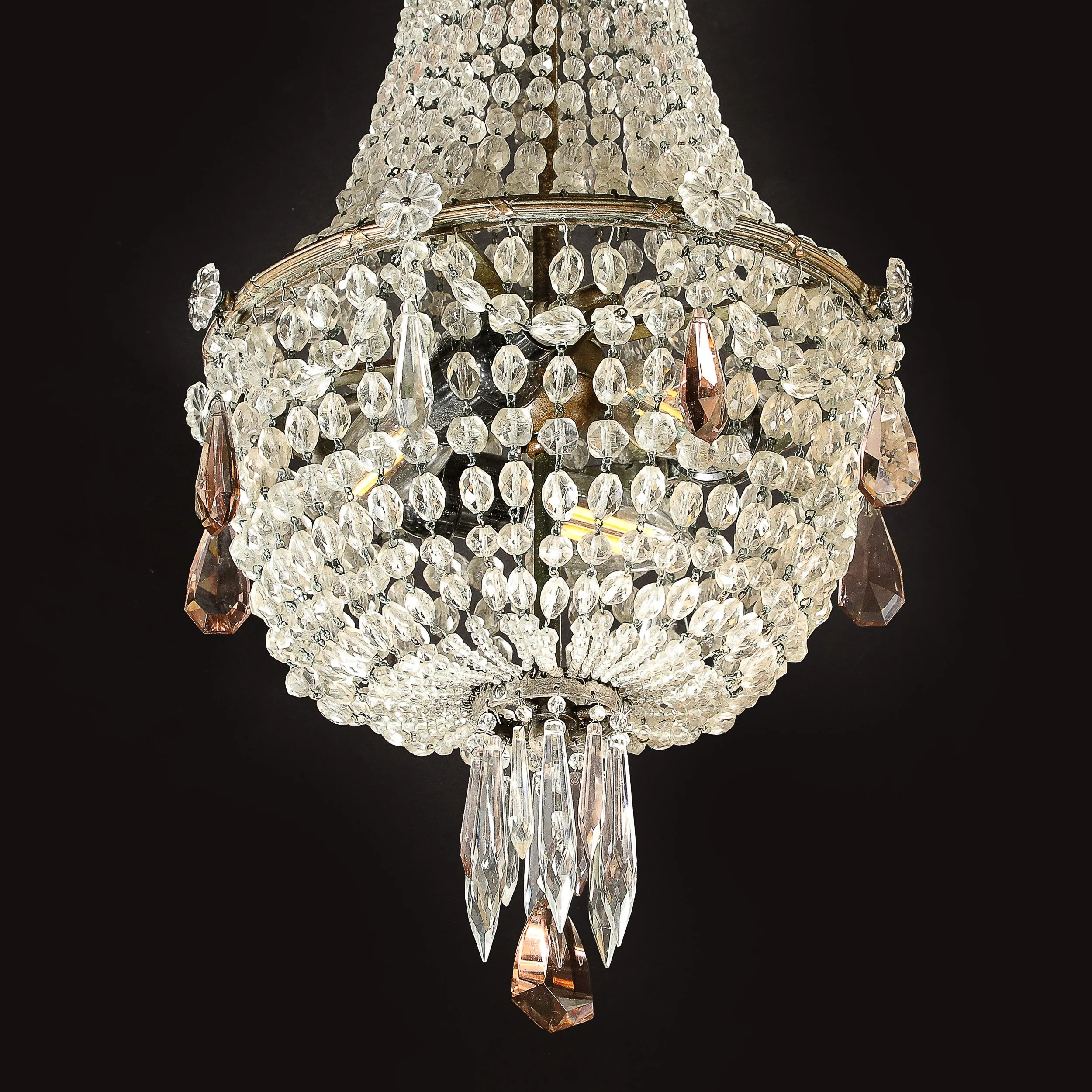 Hollywood Regency Crystal Beaded Chandelier w/ Gilt Bronze Fittings by Baccarat — image 4