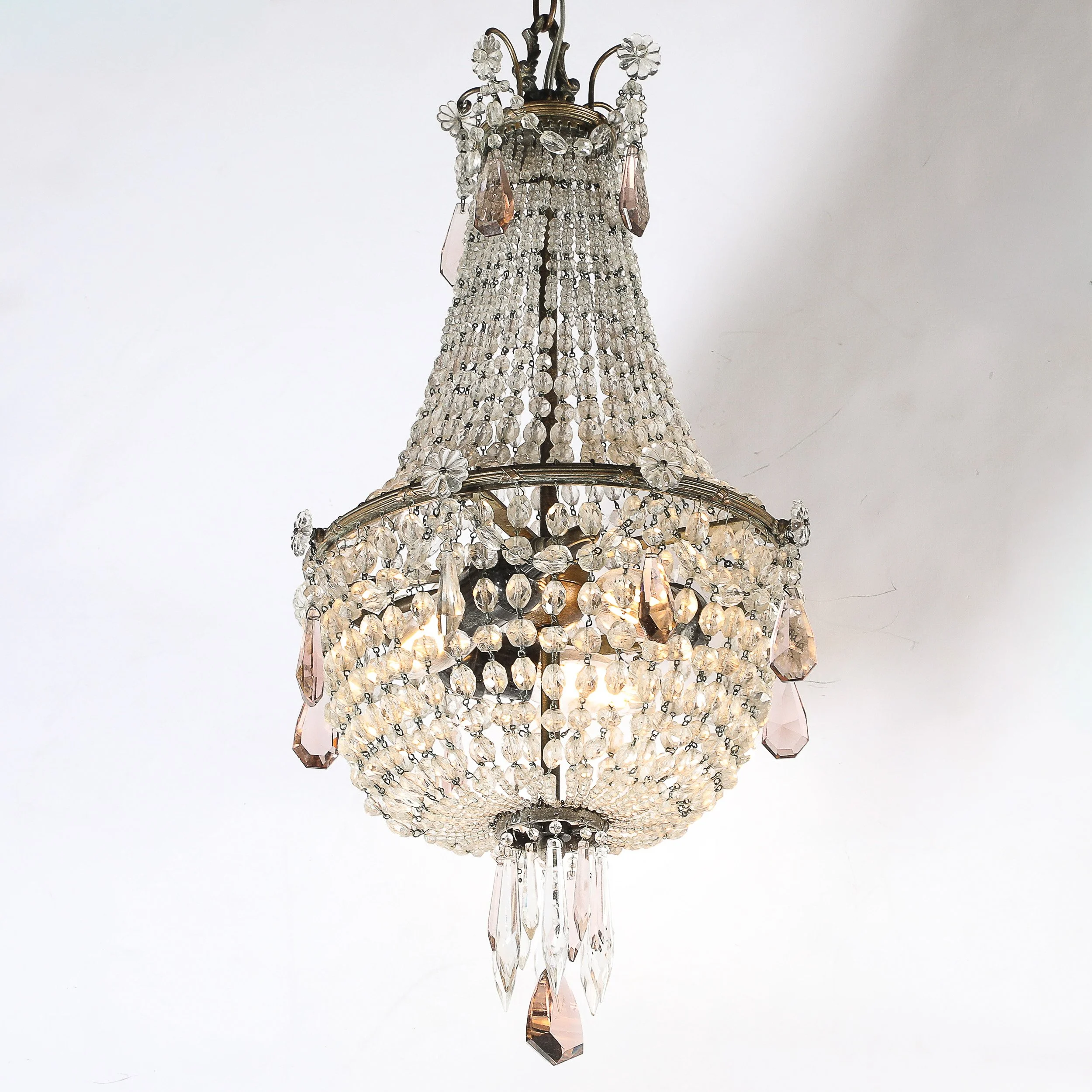 Hollywood Regency Crystal Beaded Chandelier w/ Gilt Bronze Fittings by Baccarat — image 5