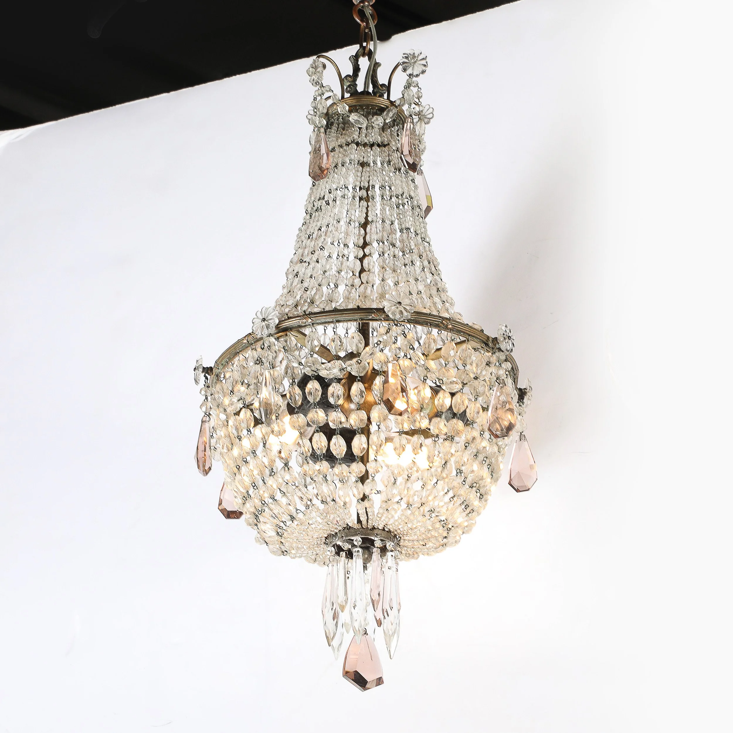 Hollywood Regency Crystal Beaded Chandelier w/ Gilt Bronze Fittings by Baccarat — image 6