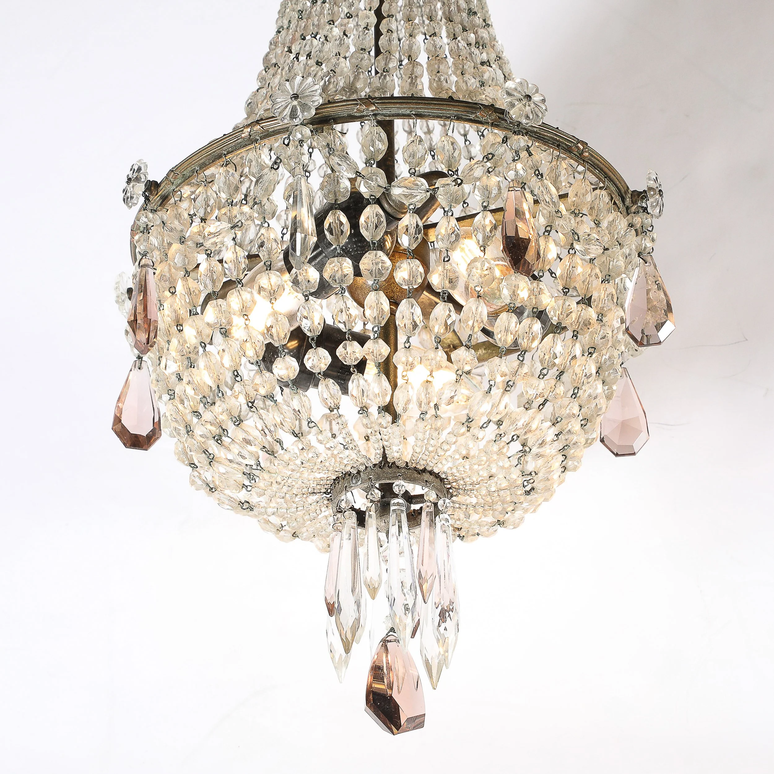 Hollywood Regency Crystal Beaded Chandelier w/ Gilt Bronze Fittings by Baccarat — image 7