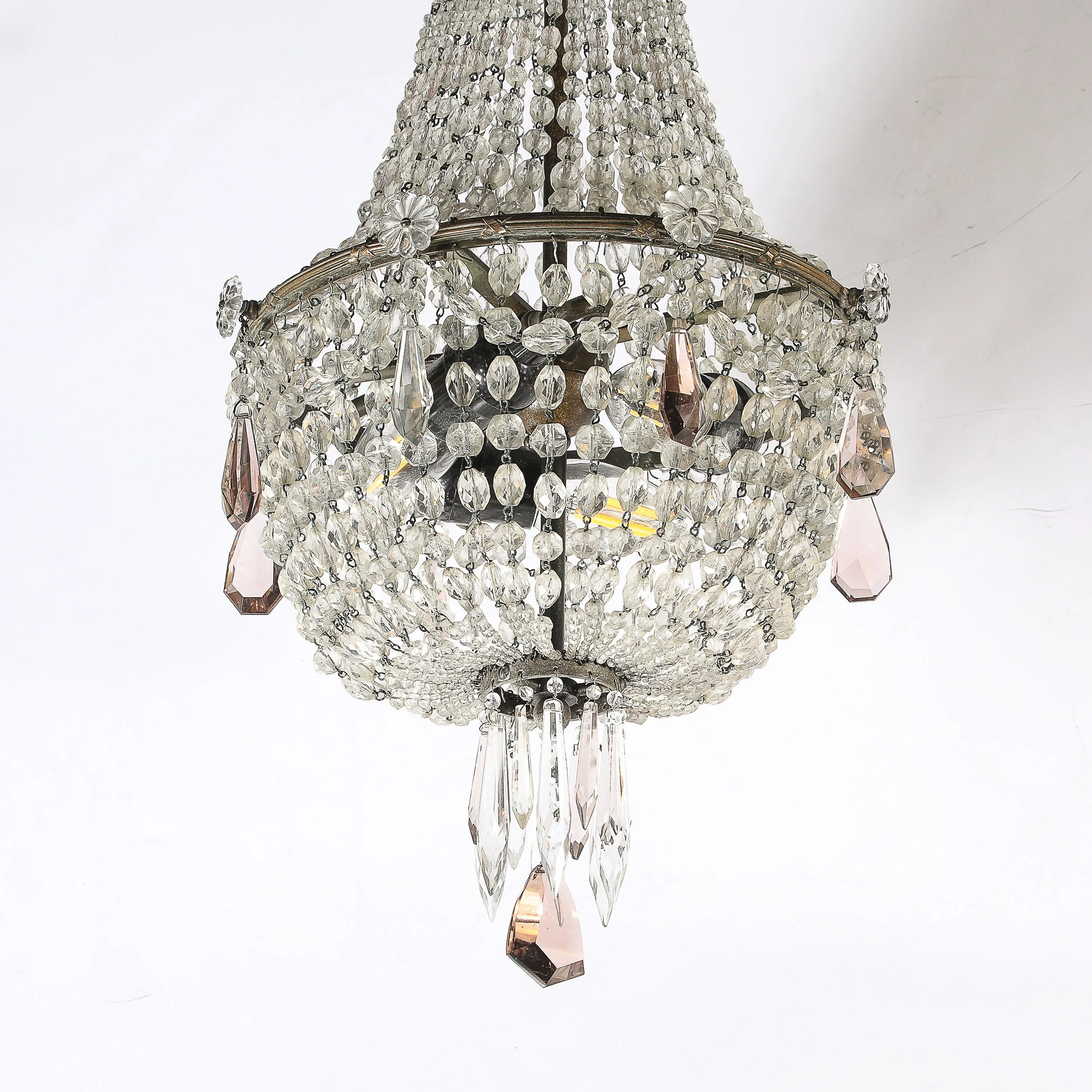 Hollywood Regency Crystal Beaded Chandelier w/ Gilt Bronze Fittings by Baccarat — image 8