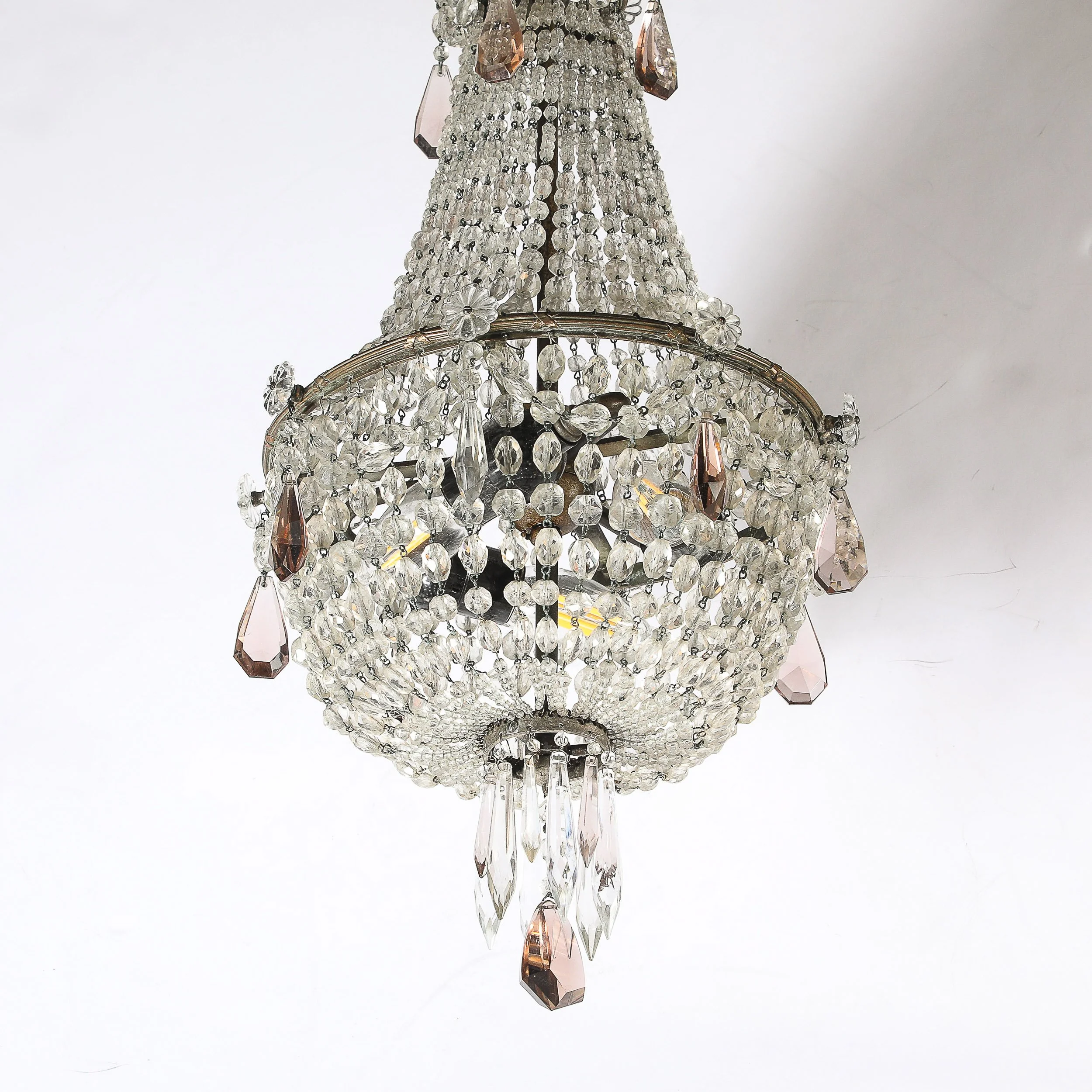 Hollywood Regency Crystal Beaded Chandelier w/ Gilt Bronze Fittings by Baccarat — image 9