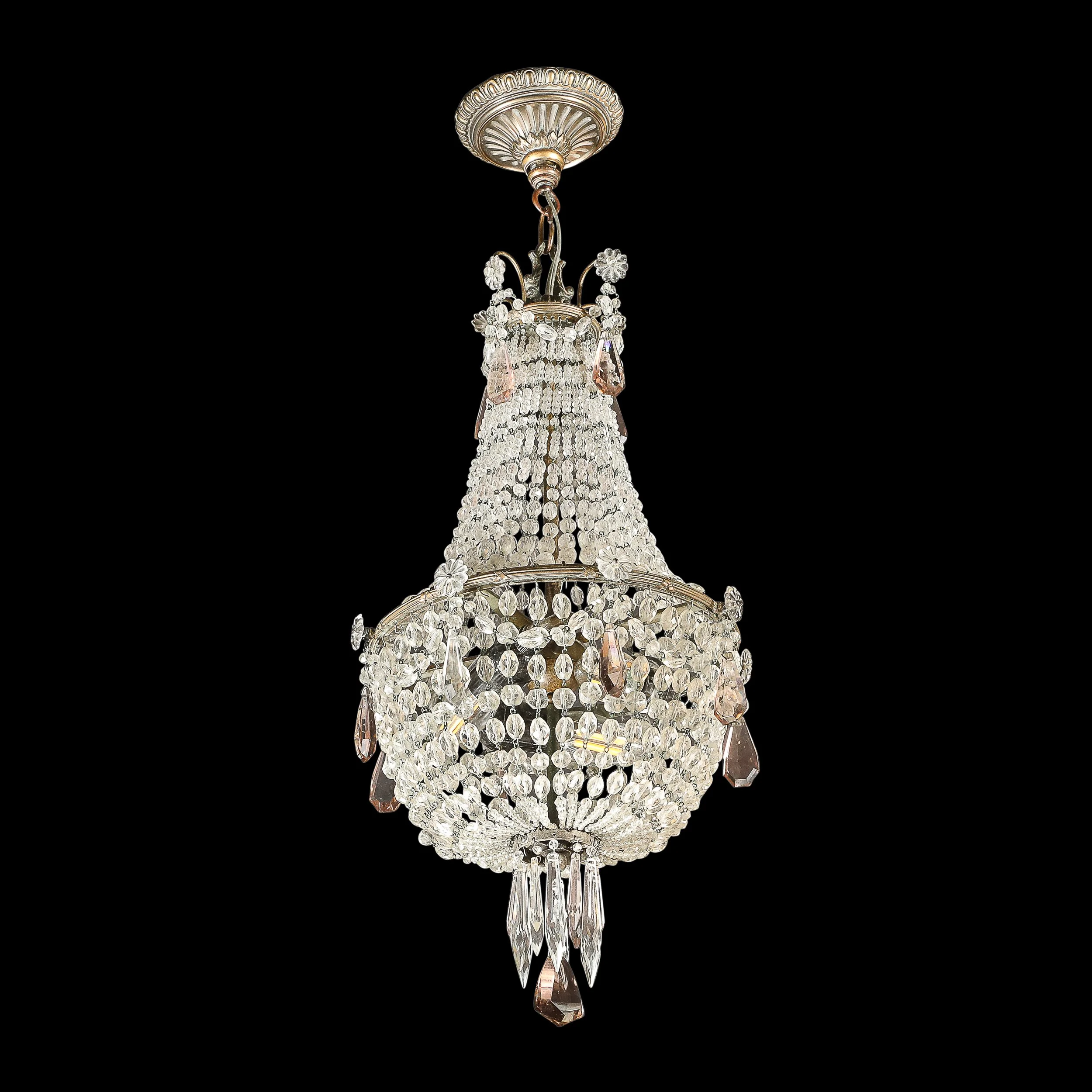 Hollywood Regency Crystal Beaded Chandelier w/ Gilt Bronze Fittings by Baccarat — image 10