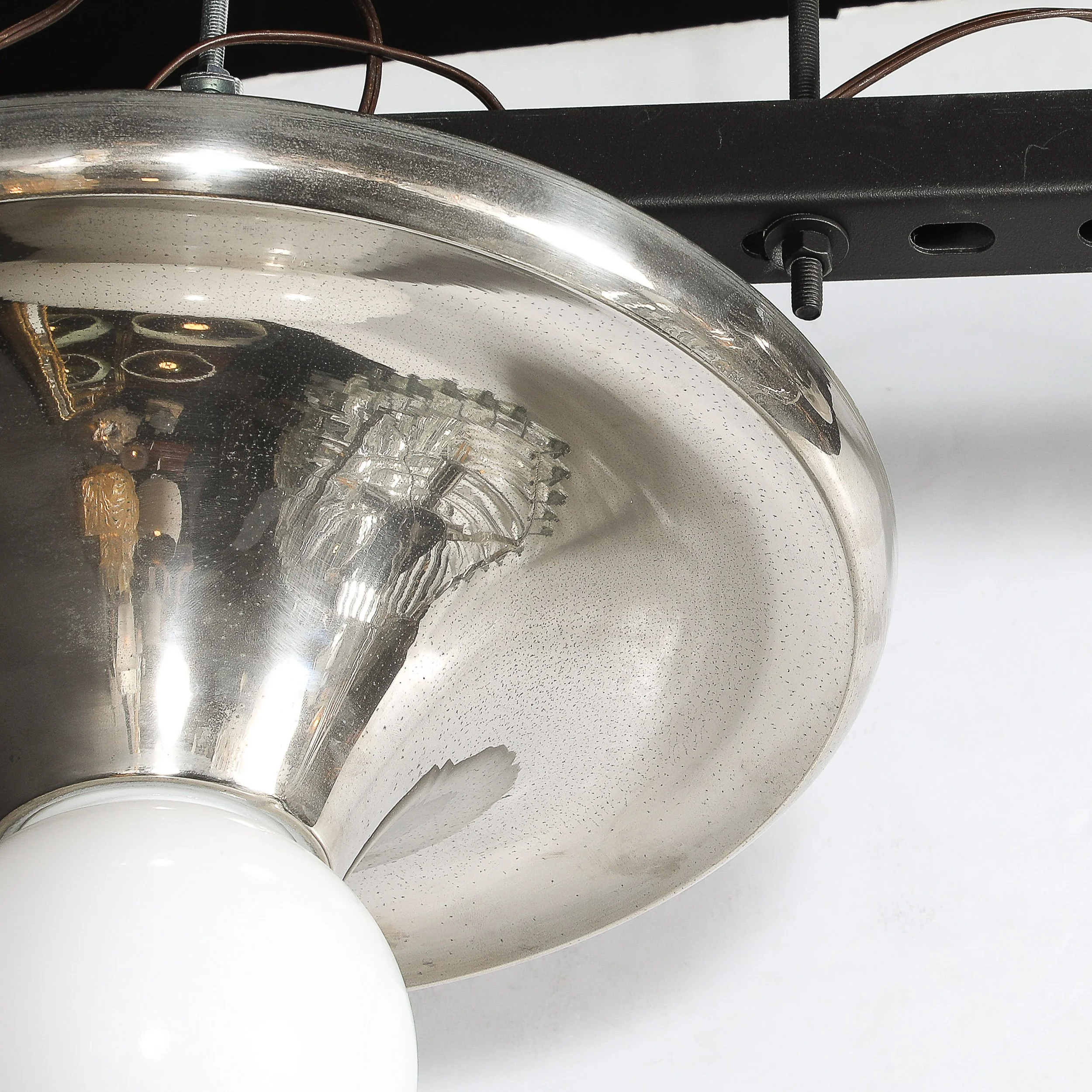 Mid-Century Modern Spherical Chrome Flush Mount with Milk Glass Globe — image 8