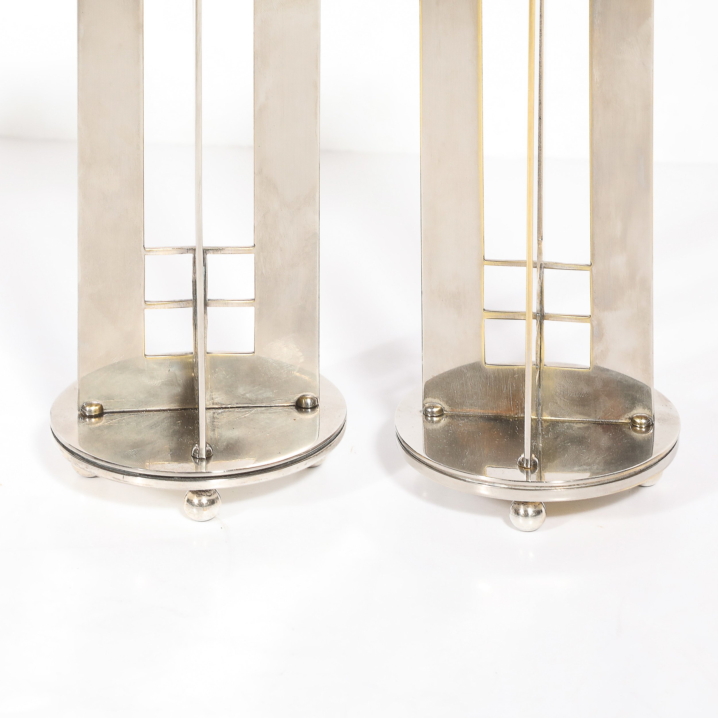 Pair of Modernist Signed Swid Powell Geometric Candlestick Holders — image 5