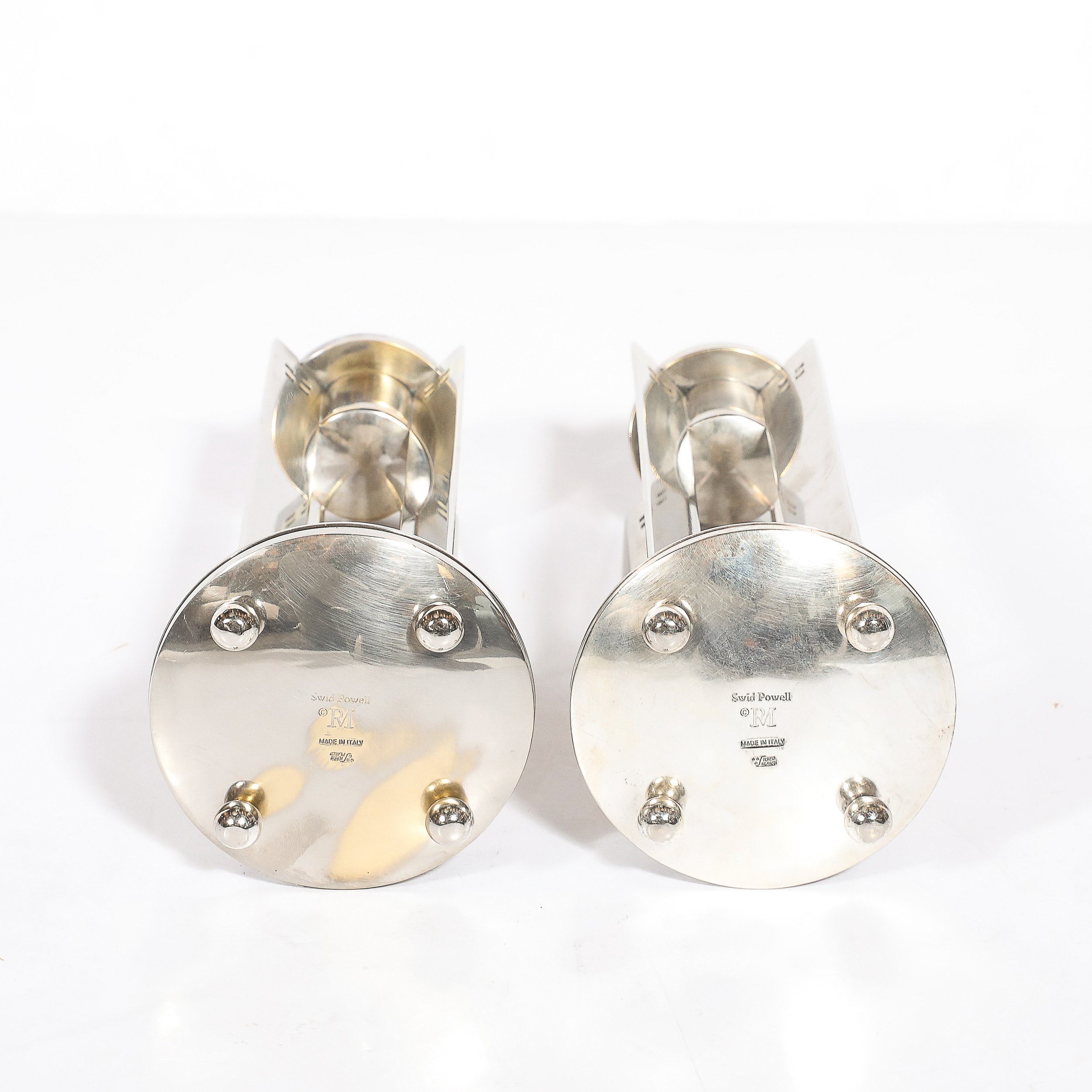 Pair of Modernist Signed Swid Powell Geometric Candlestick Holders — image 11