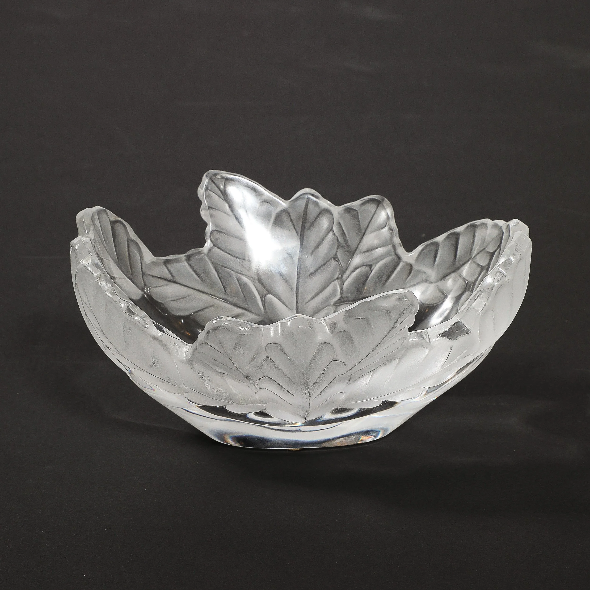 Mid-Century Modernist Lalique "Compiegne" Frosted & Clear Glass Bowl — image 3