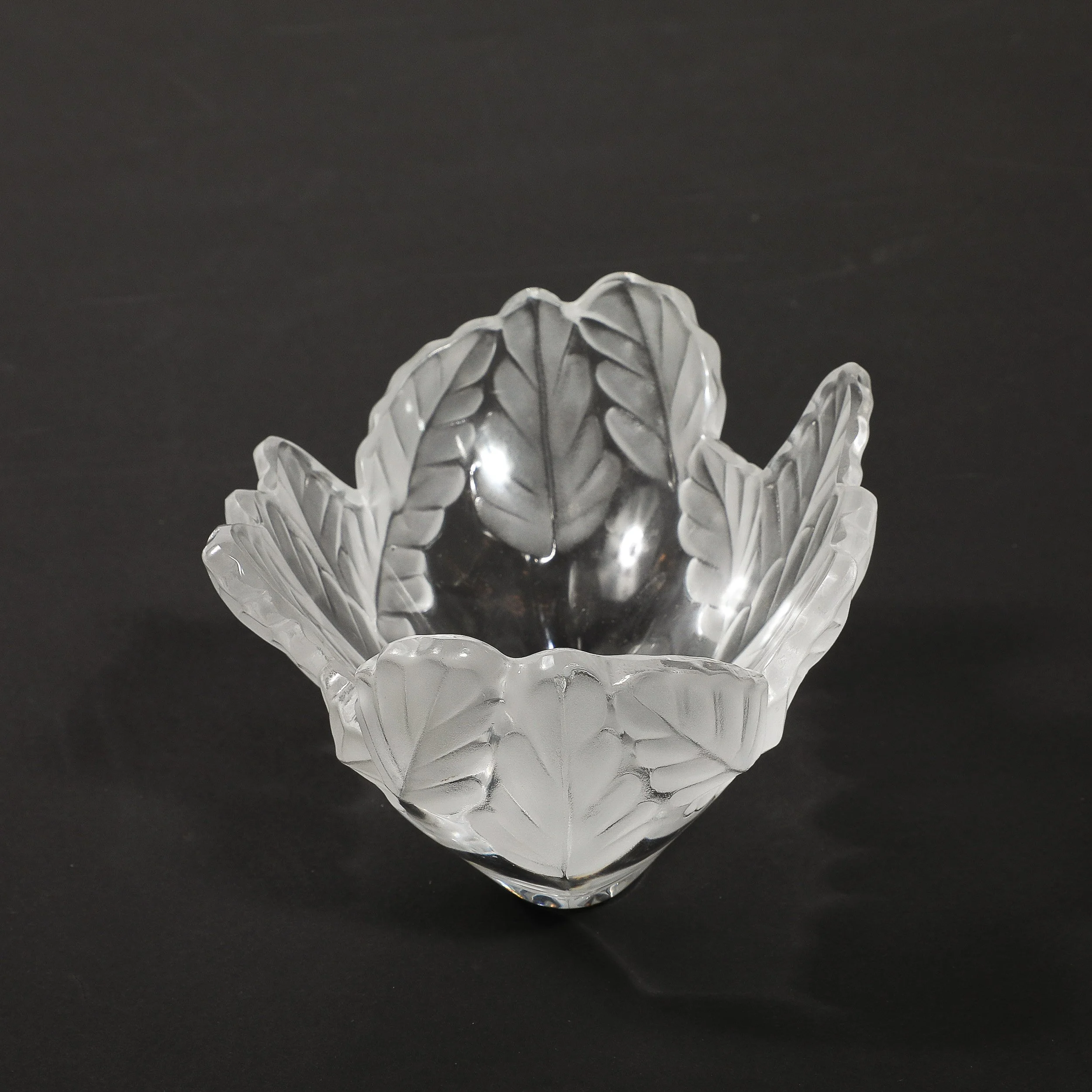 Mid-Century Modernist Lalique "Compiegne" Frosted & Clear Glass Bowl — image 6