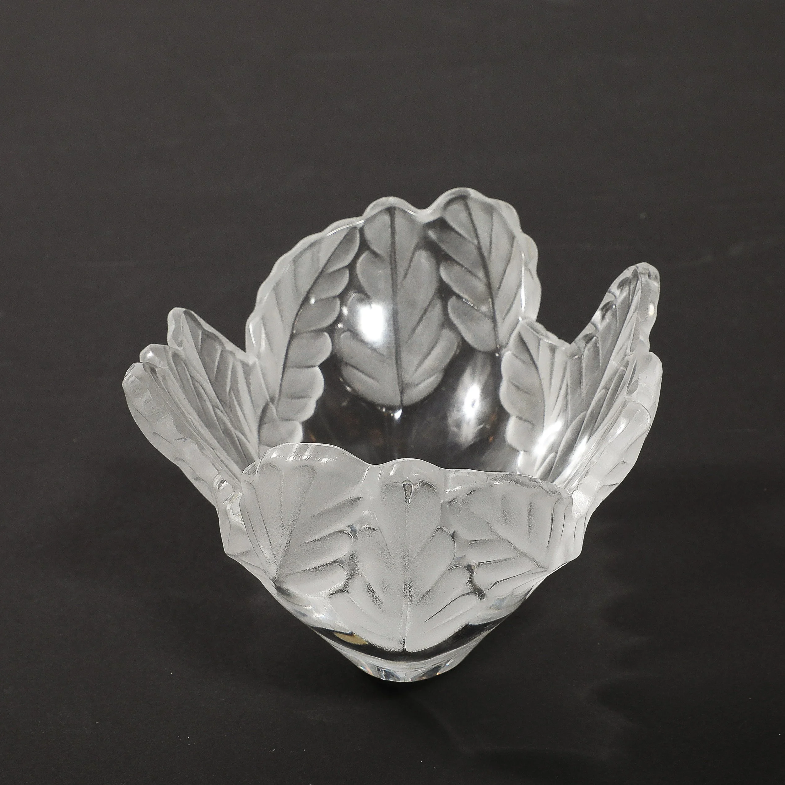 Mid-Century Modernist Lalique "Compiegne" Frosted & Clear Glass Bowl — image 7