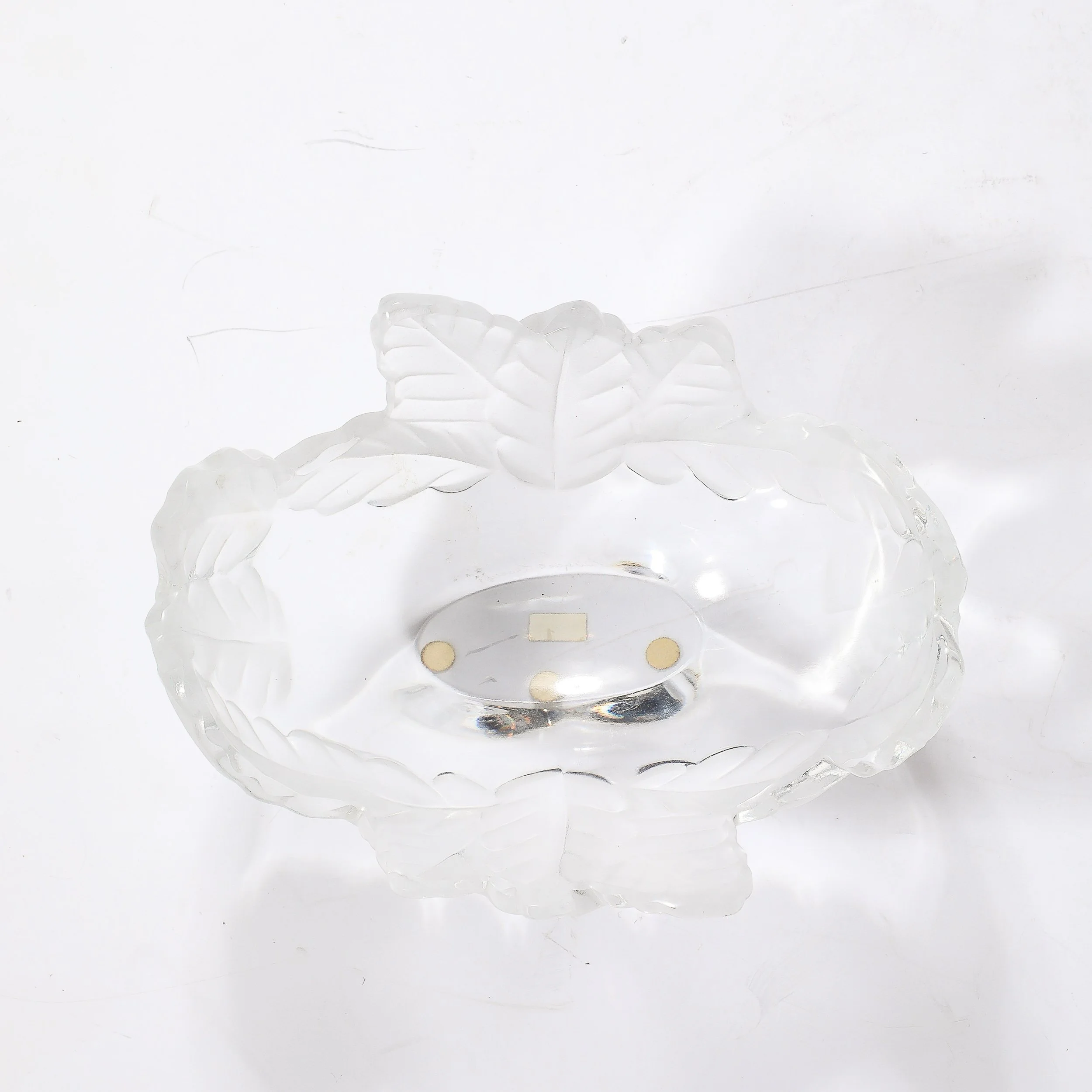 Mid-Century Modernist Lalique "Compiegne" Frosted & Clear Glass Bowl — image 9