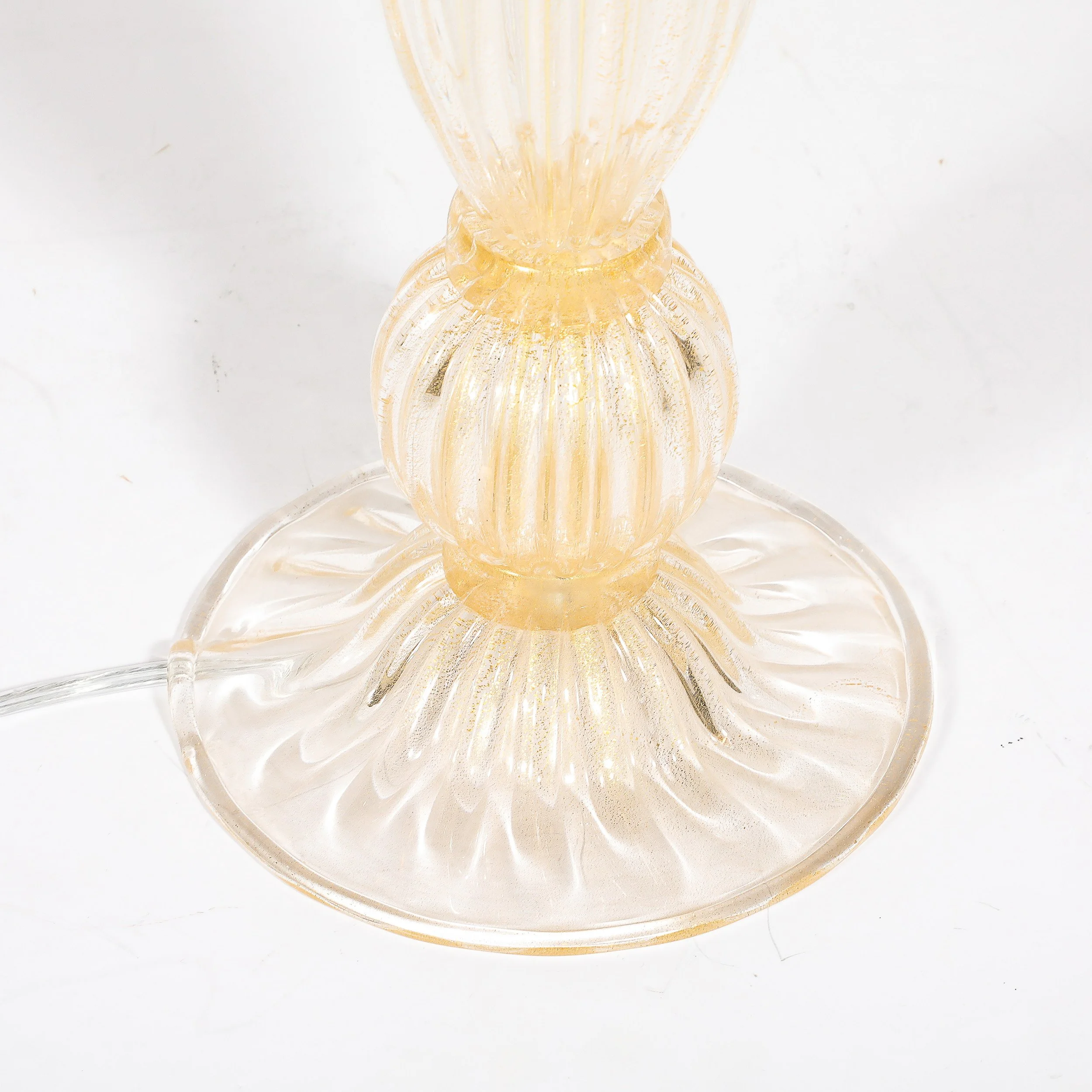Pair of Modernist Reeded Translucent Glass Table Lamps with 24-karat Gold Flecks — image 11