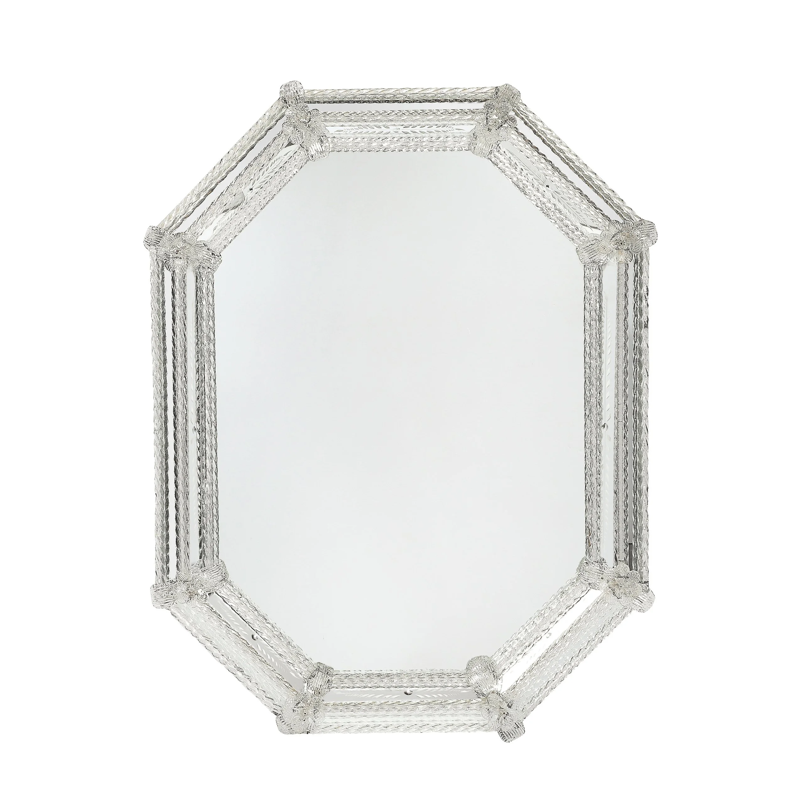 Mid-Century Venetian Braided Glass Rods & Reversed Etched Octagonal Mirror — image 1