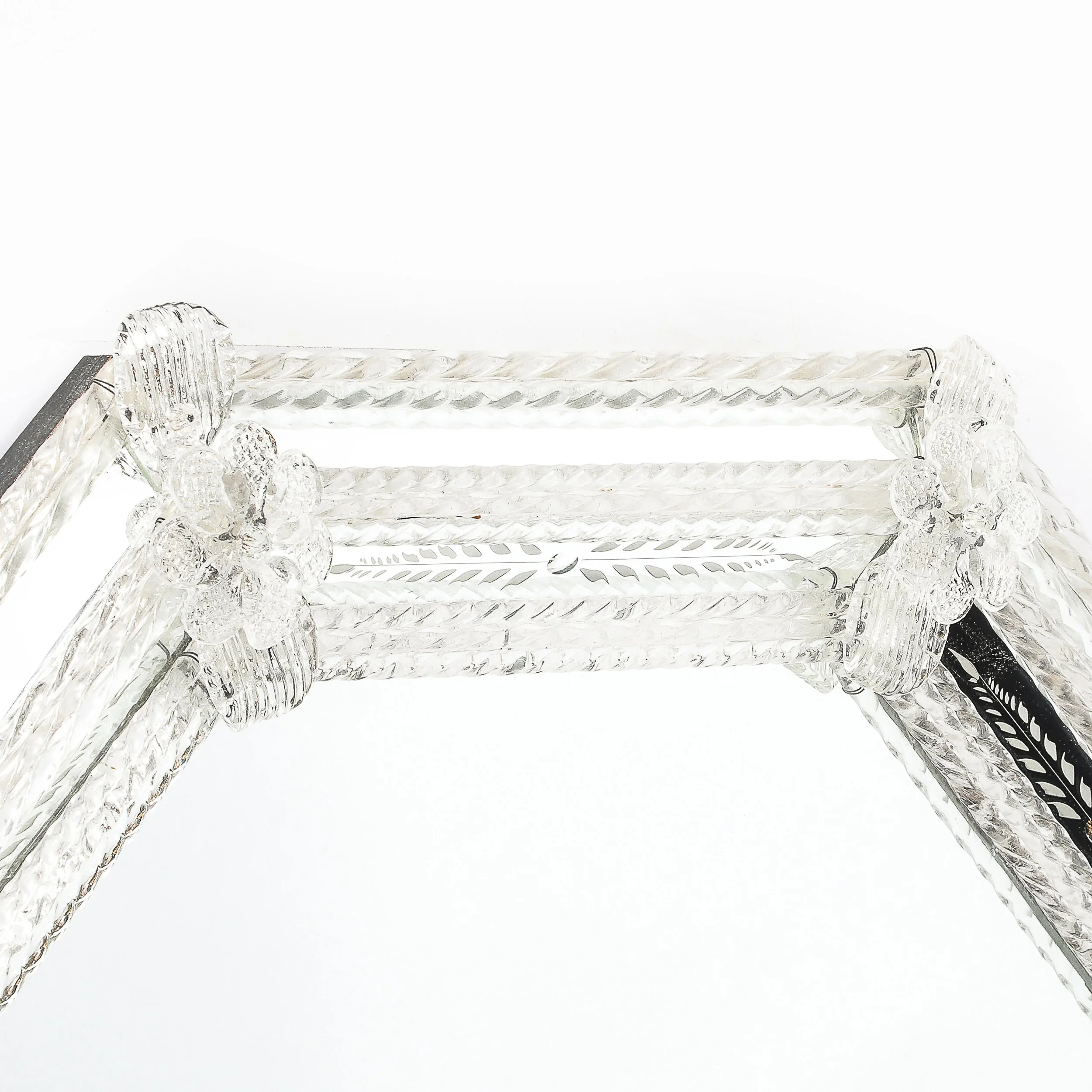 Mid-Century Venetian Braided Glass Rods & Reversed Etched Octagonal Mirror — image 2