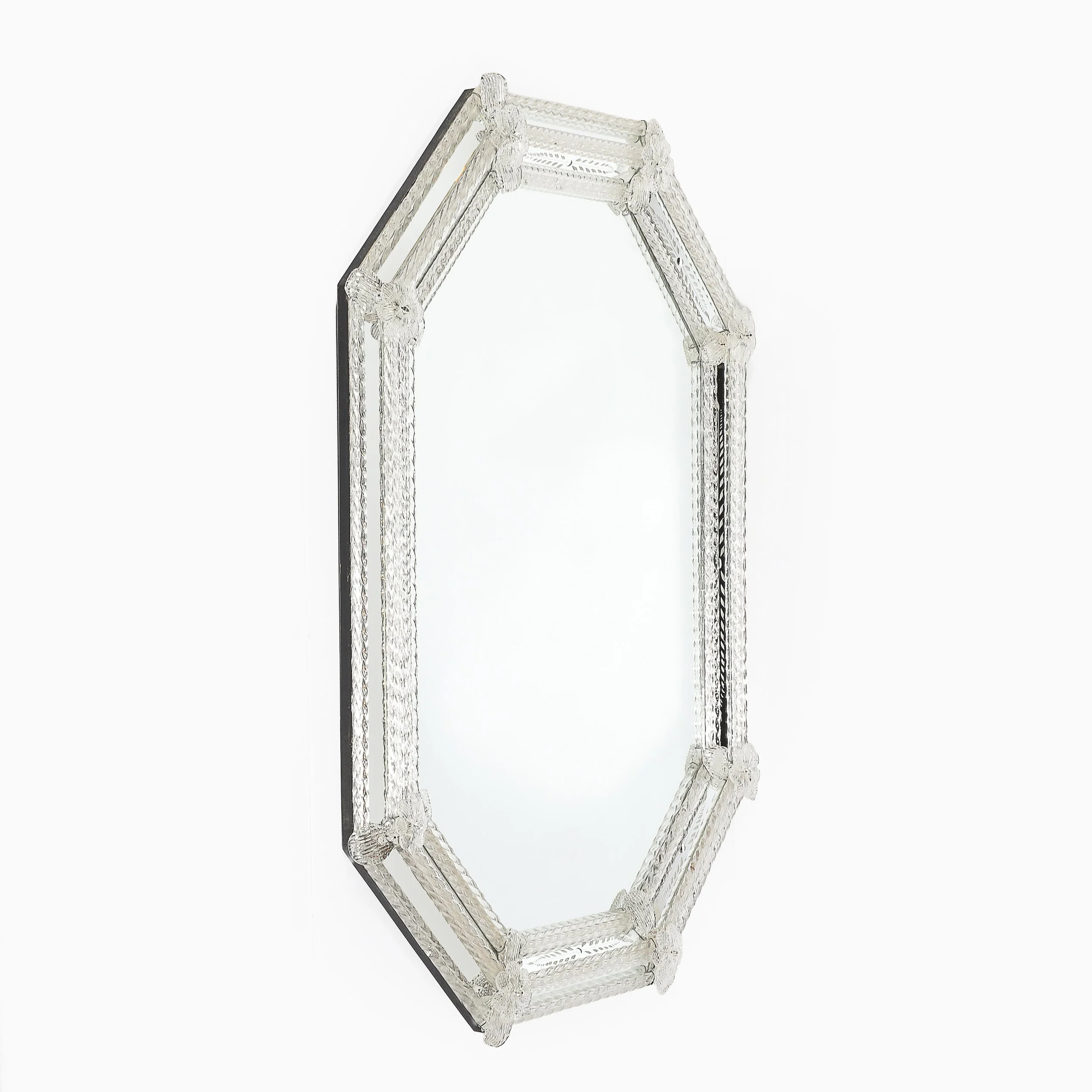Mid-Century Venetian Braided Glass Rods & Reversed Etched Octagonal Mirror — image 3