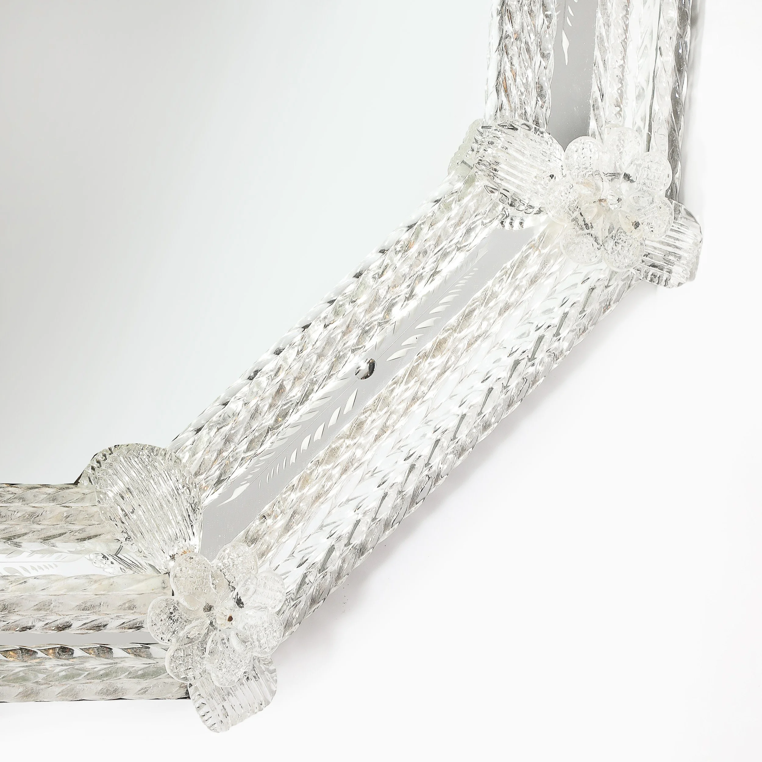 Mid-Century Venetian Braided Glass Rods & Reversed Etched Octagonal Mirror — image 4