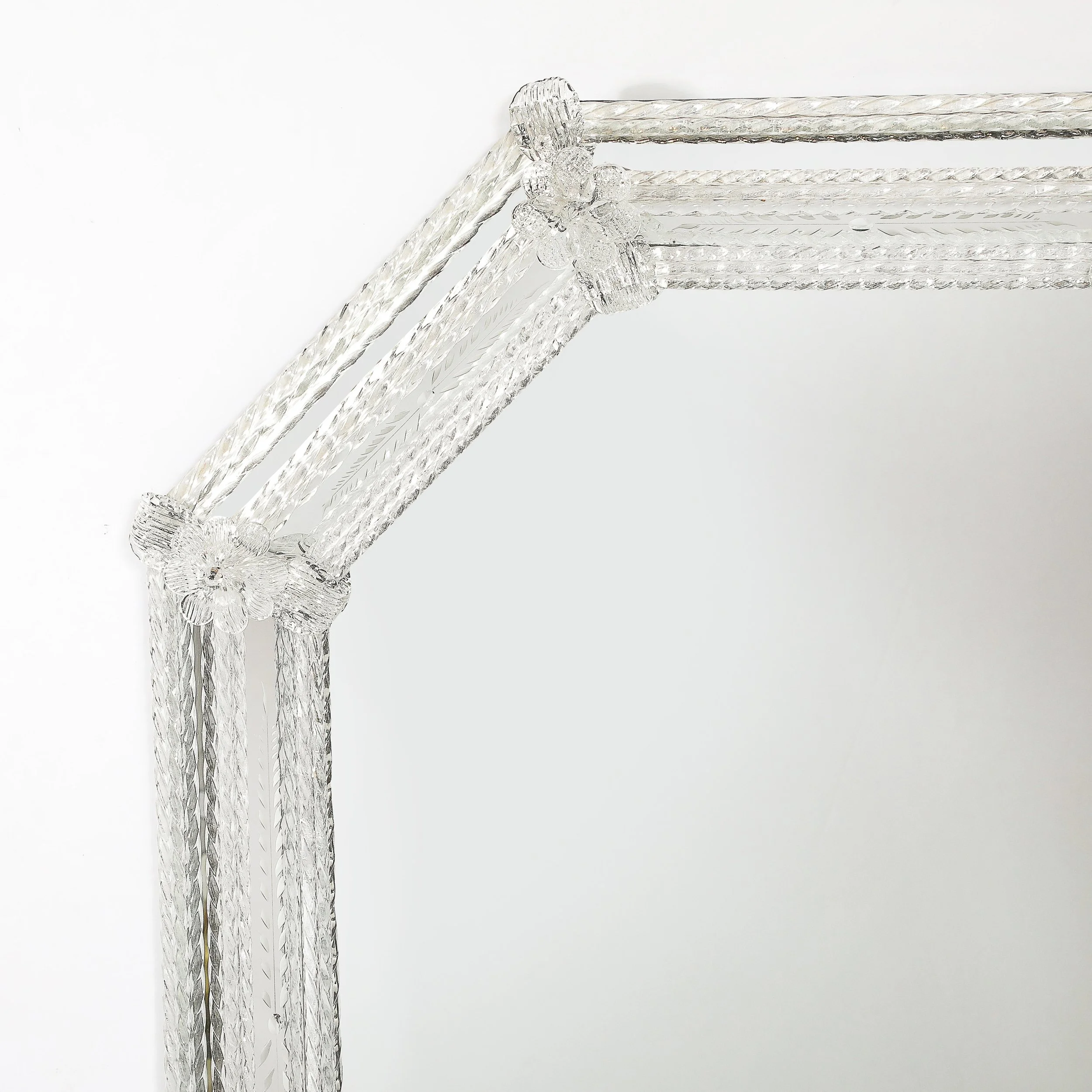 Mid-Century Venetian Braided Glass Rods & Reversed Etched Octagonal Mirror — image 6