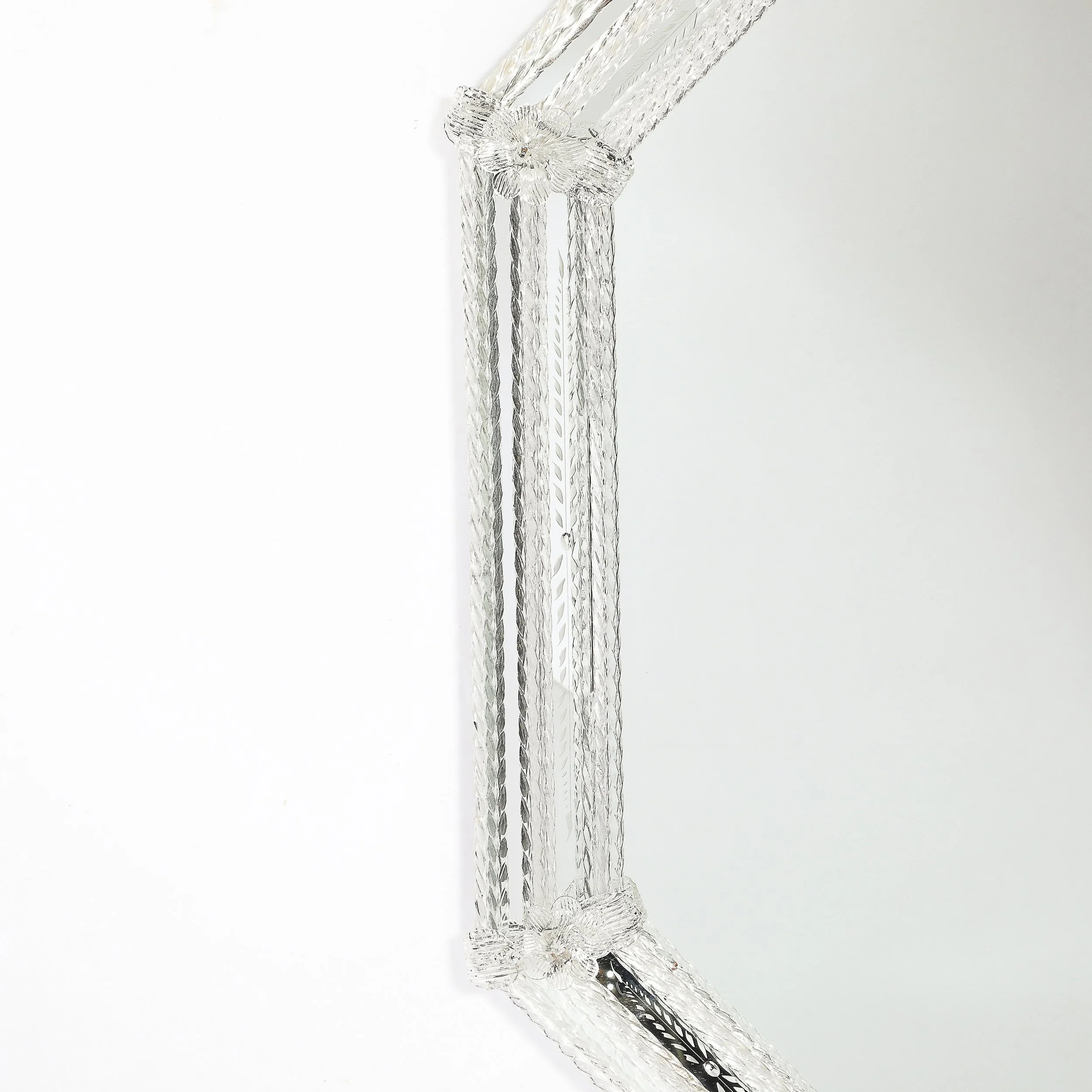 Mid-Century Venetian Braided Glass Rods & Reversed Etched Octagonal Mirror — image 7