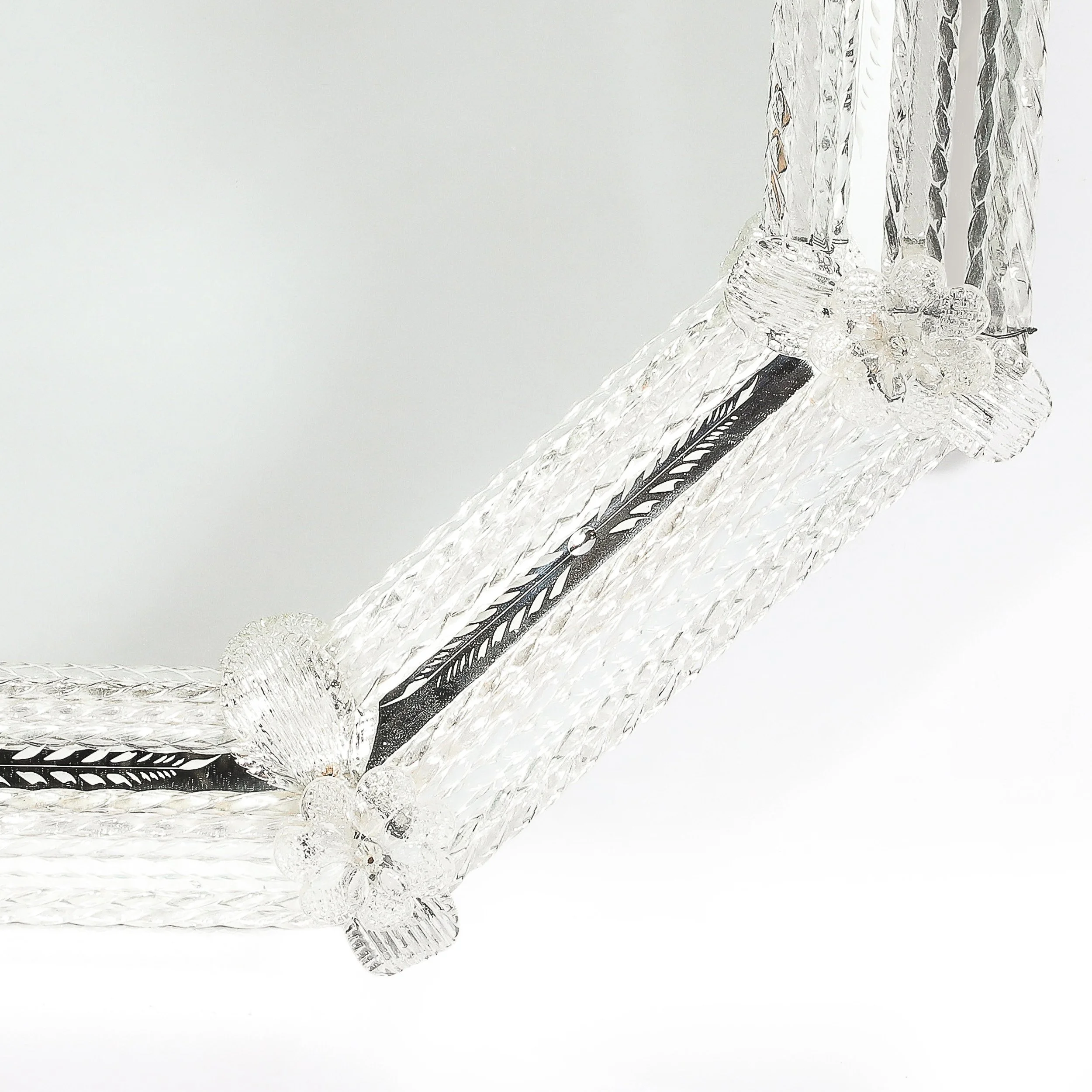 Mid-Century Venetian Braided Glass Rods & Reversed Etched Octagonal Mirror — image 8