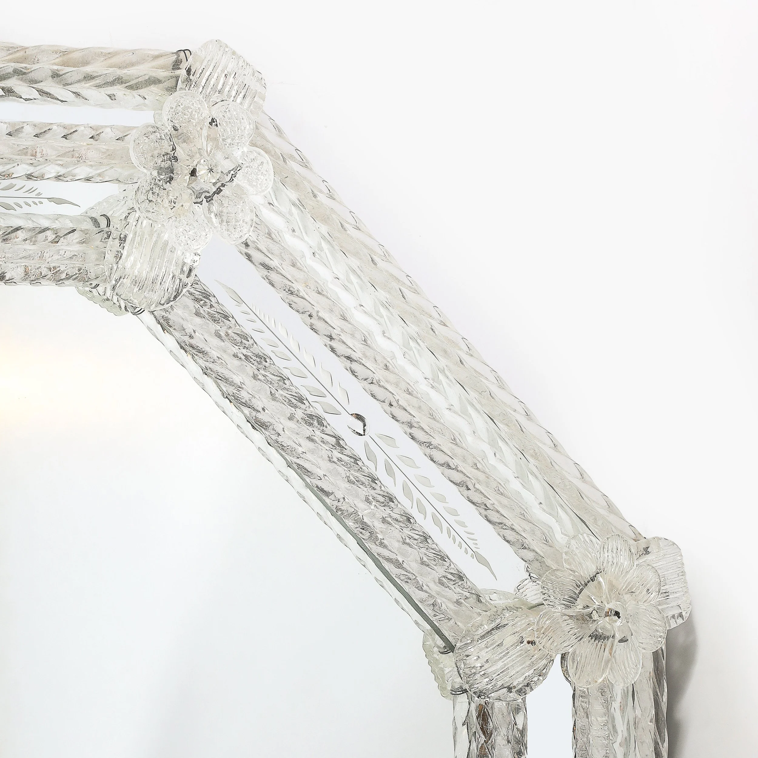 Mid-Century Venetian Braided Glass Rods & Reversed Etched Octagonal Mirror — image 9