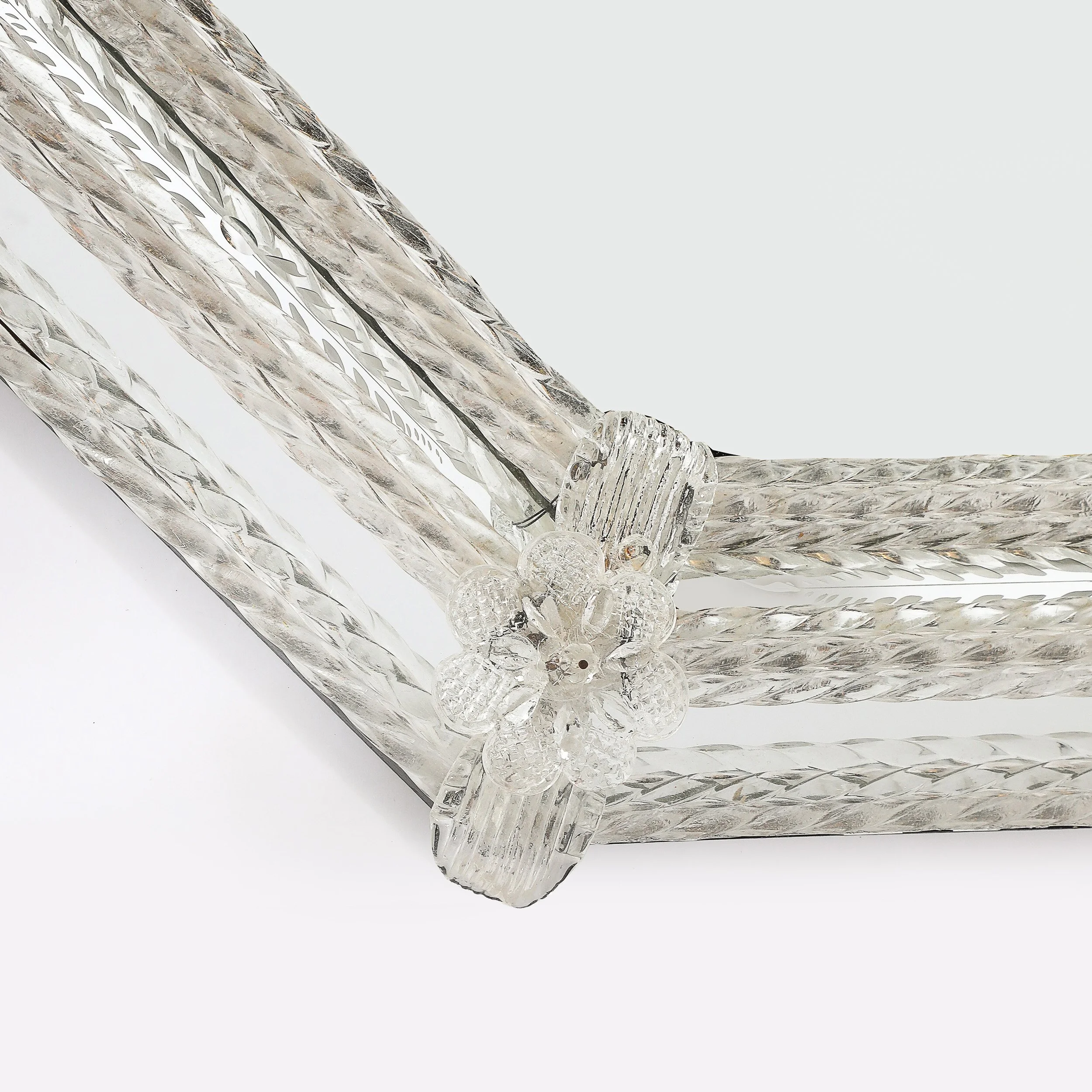 Mid-Century Venetian Braided Glass Rods & Reversed Etched Octagonal Mirror — image 11