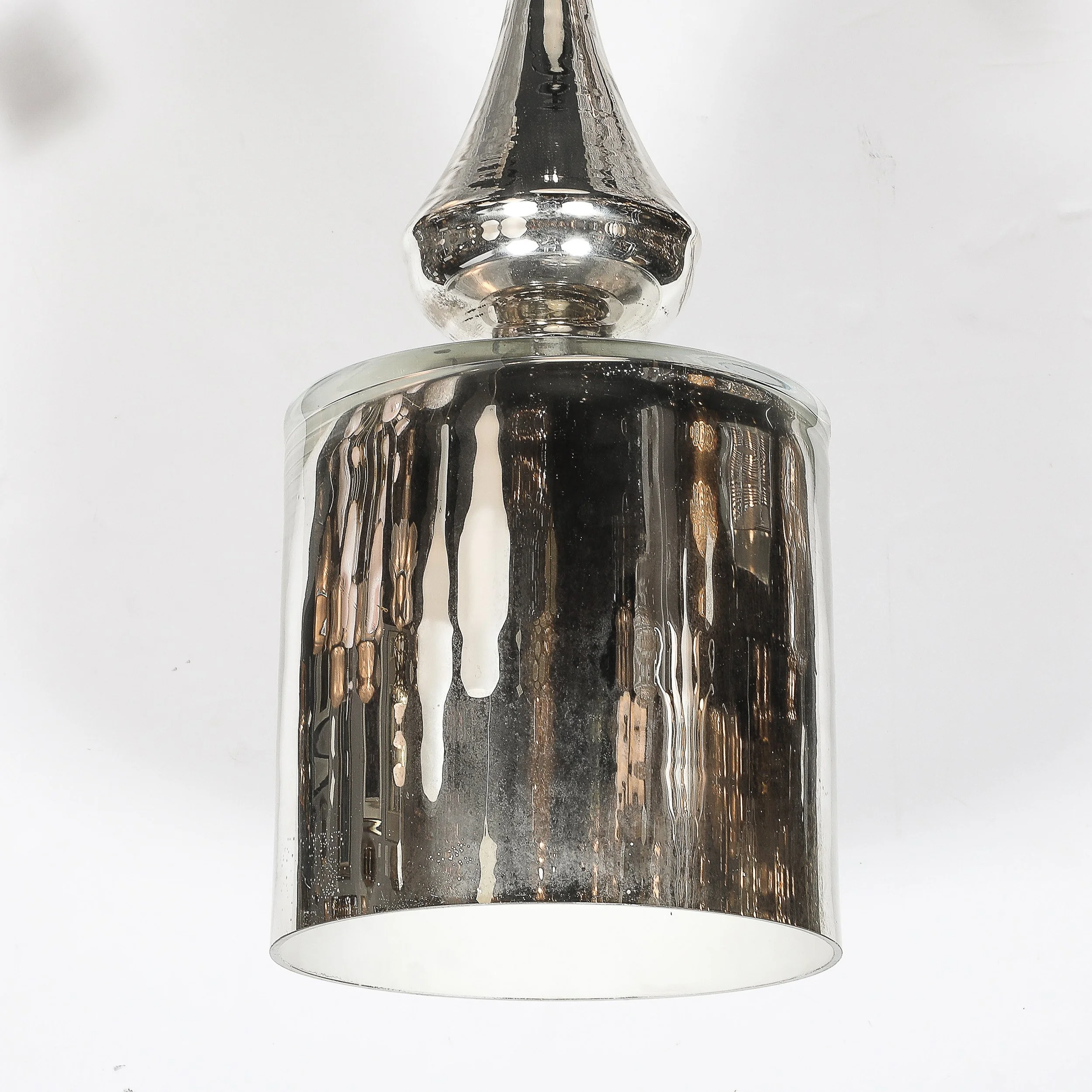 Modernist Hand-Blown Murano Mercury Glass Pendant Chandelier w/ Chrome Fittings — image 6