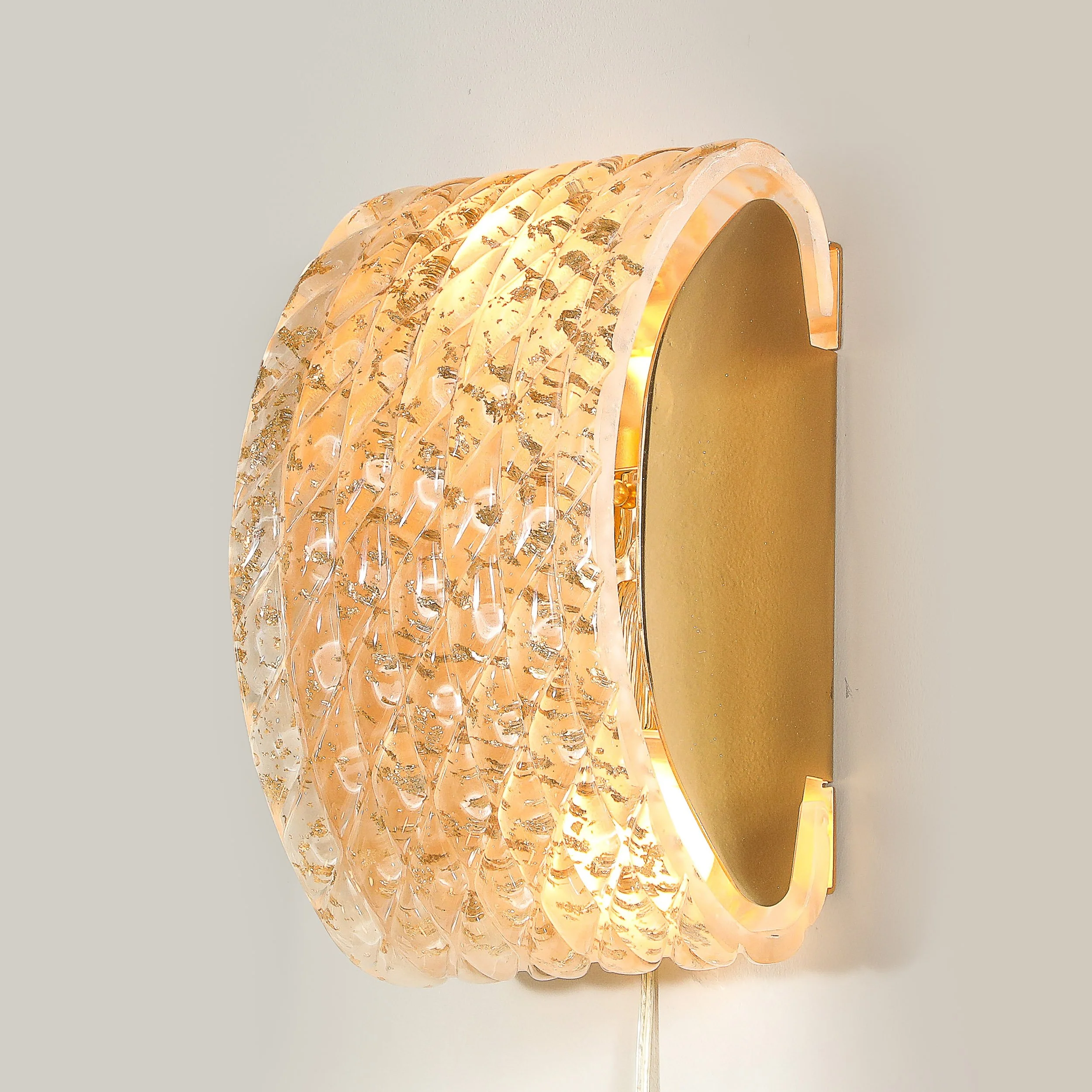Pair of Modernist Hand-Blown Murano Braided Motif Glass Sconces w/ 24 Karat Gold — image 2