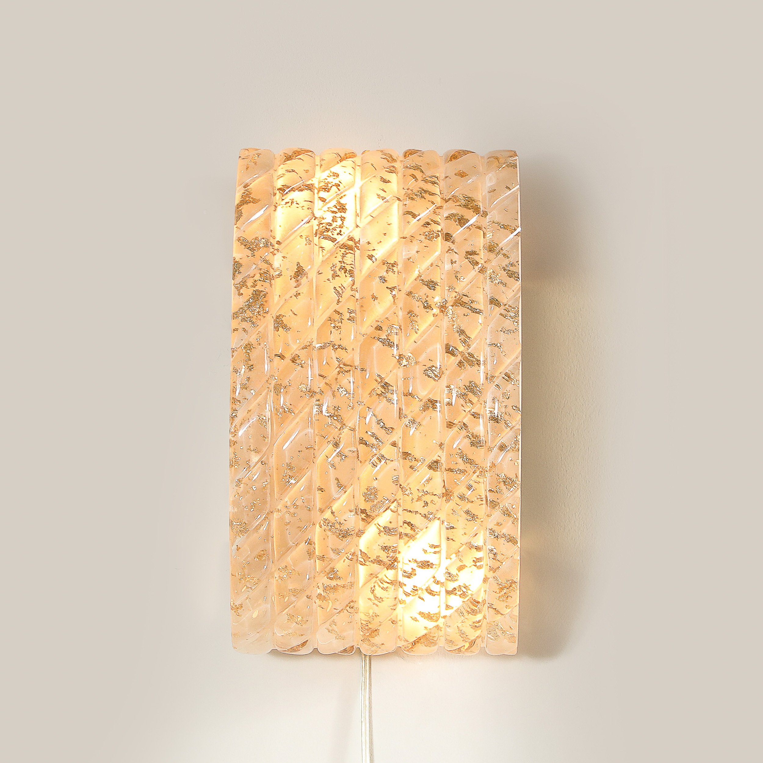 Pair of Modernist Hand-Blown Murano Braided Motif Glass Sconces w/ 24 Karat Gold — image 4