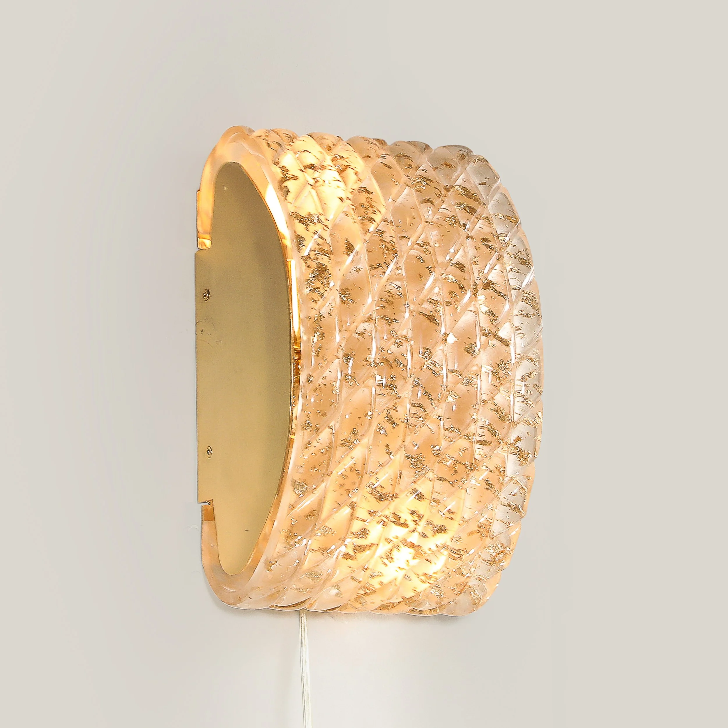 Pair of Modernist Hand-Blown Murano Braided Motif Glass Sconces w/ 24 Karat Gold — image 5
