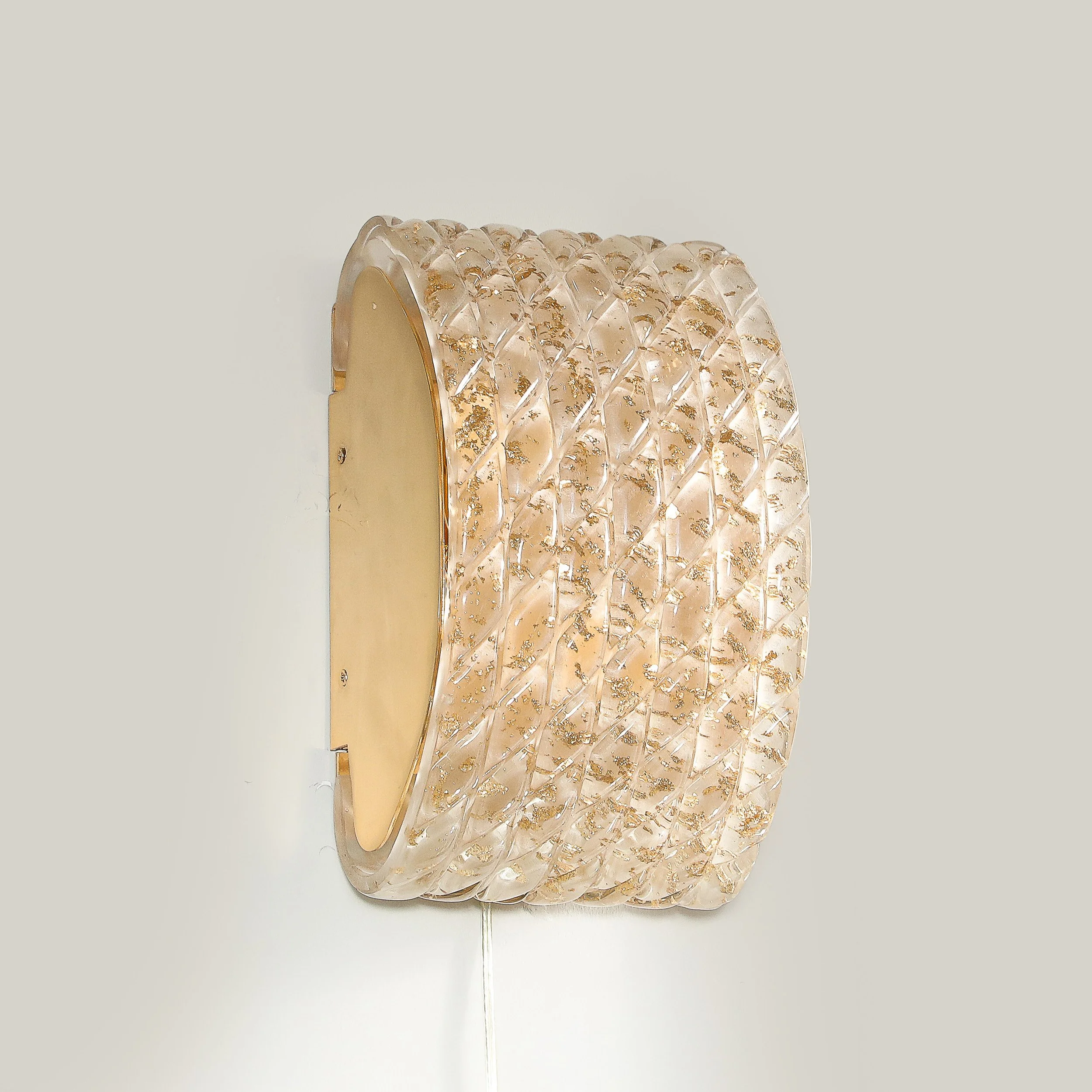 Pair of Modernist Hand-Blown Murano Braided Motif Glass Sconces w/ 24 Karat Gold — image 8