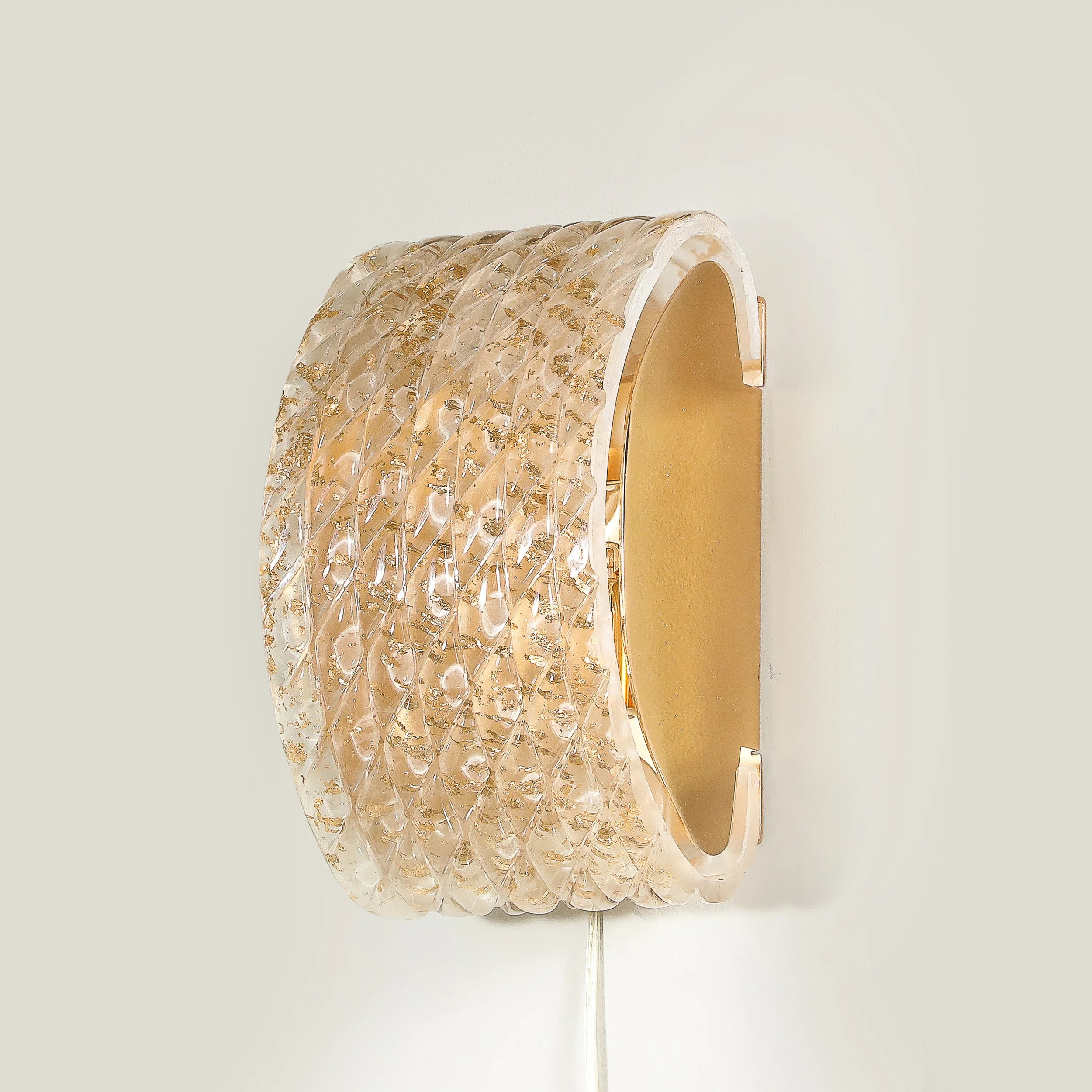 Pair of Modernist Hand-Blown Murano Braided Motif Glass Sconces w/ 24 Karat Gold — image 9
