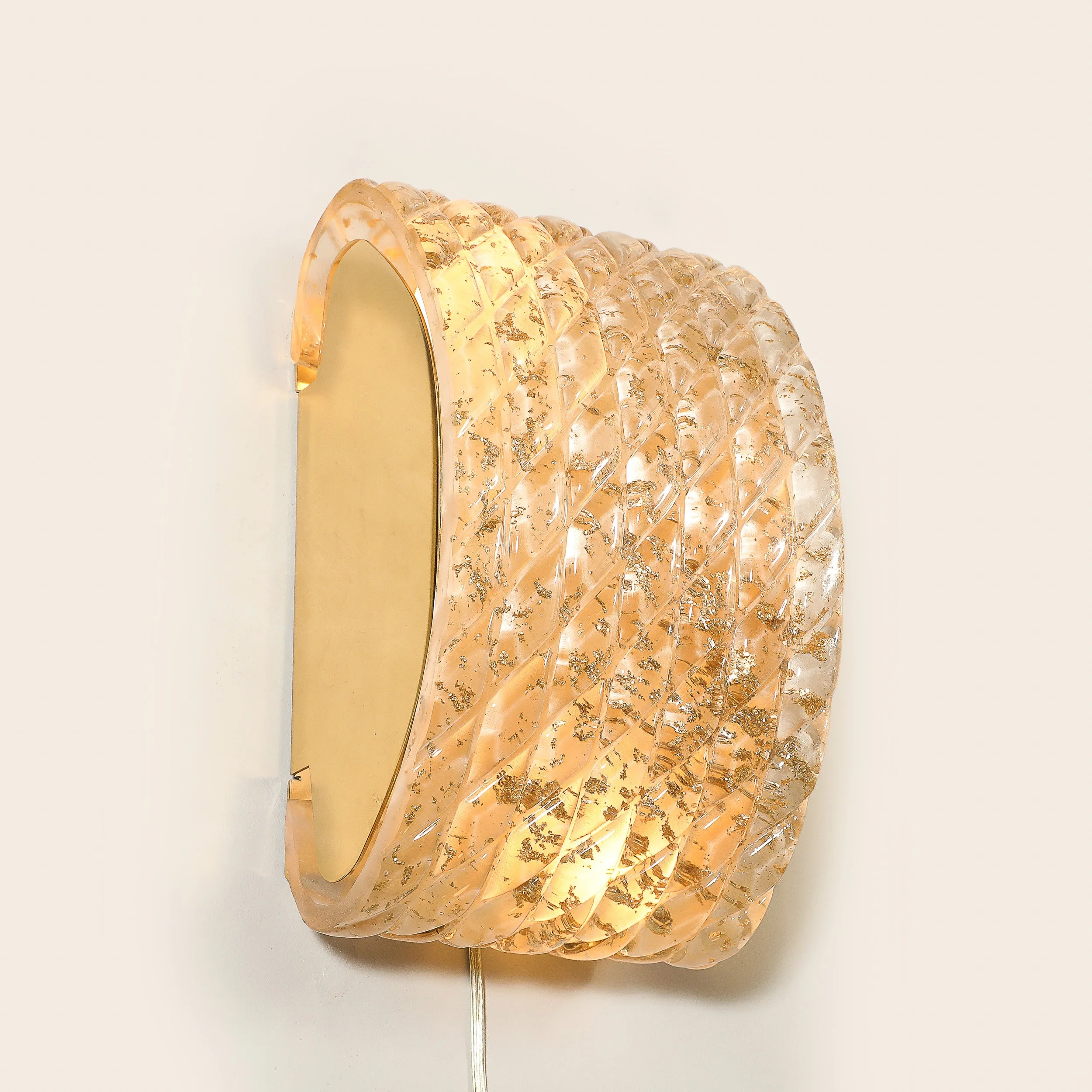 Pair of Modernist Hand-Blown Murano Braided Motif Glass Sconces w/ 24 Karat Gold — image 11