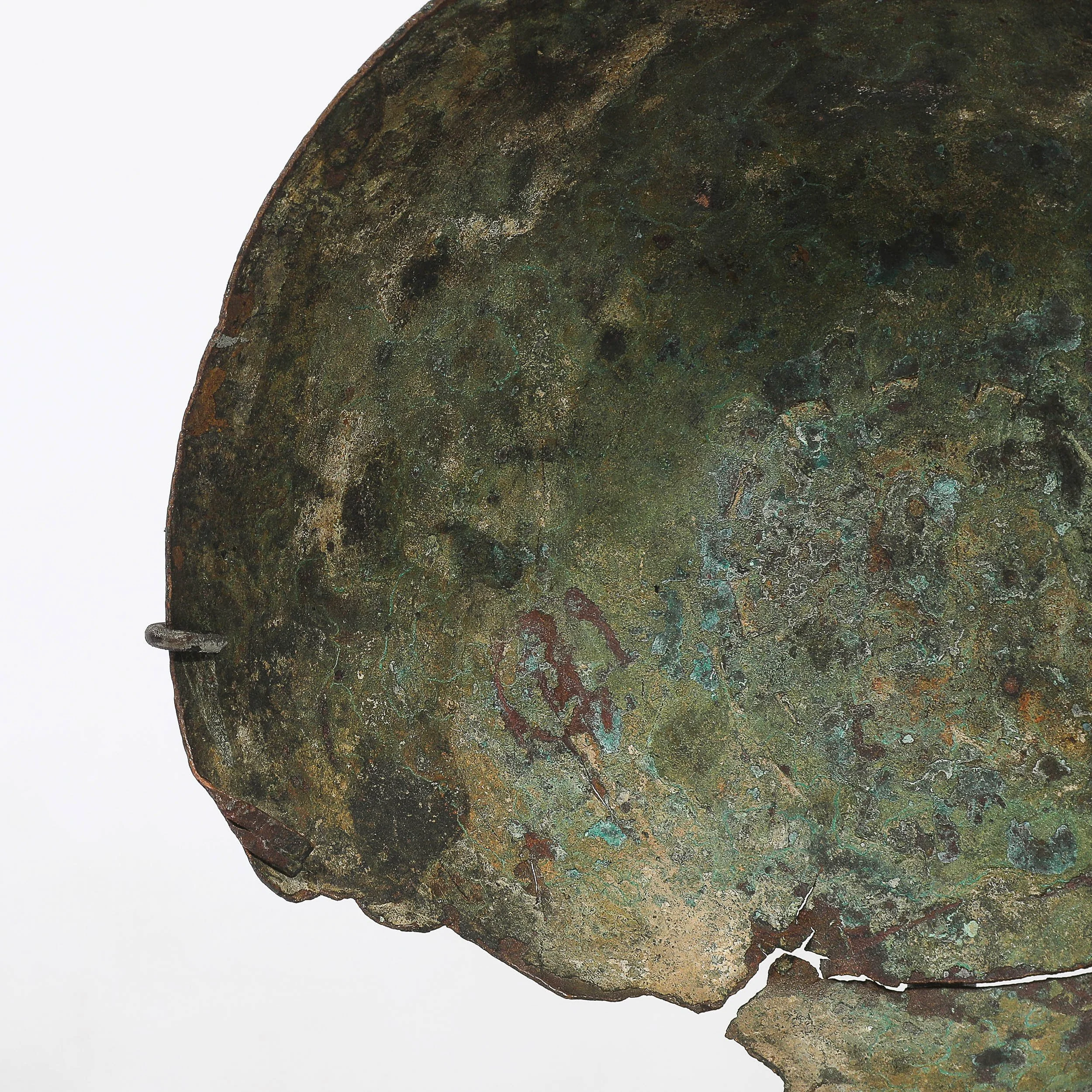 Antique Eastern Mediterranean Patinated Copper Bowl on Museum Stand — image 8
