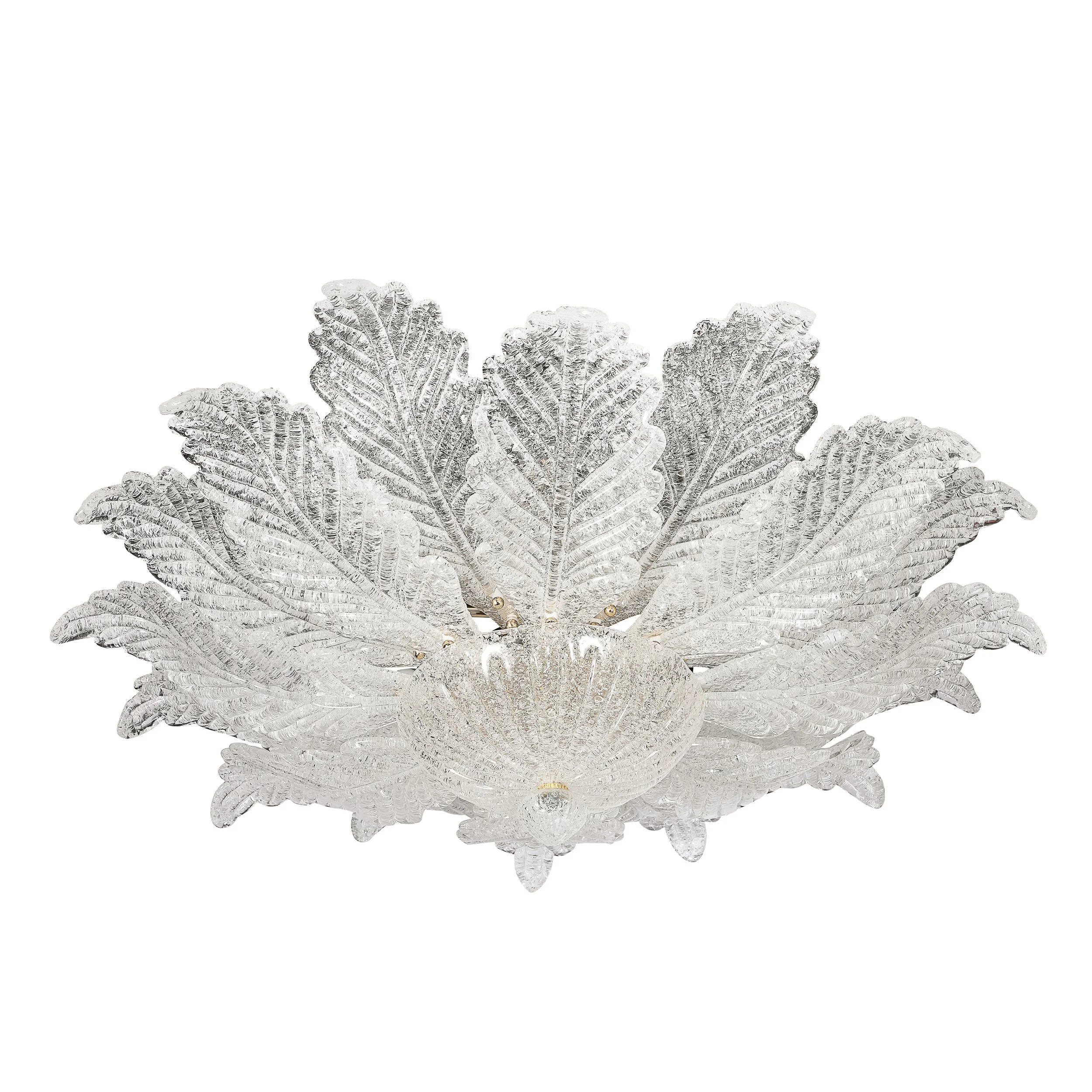 Modernist Hand-Blown Mottled Murano Glass Acanthus Flush Mount — image 1