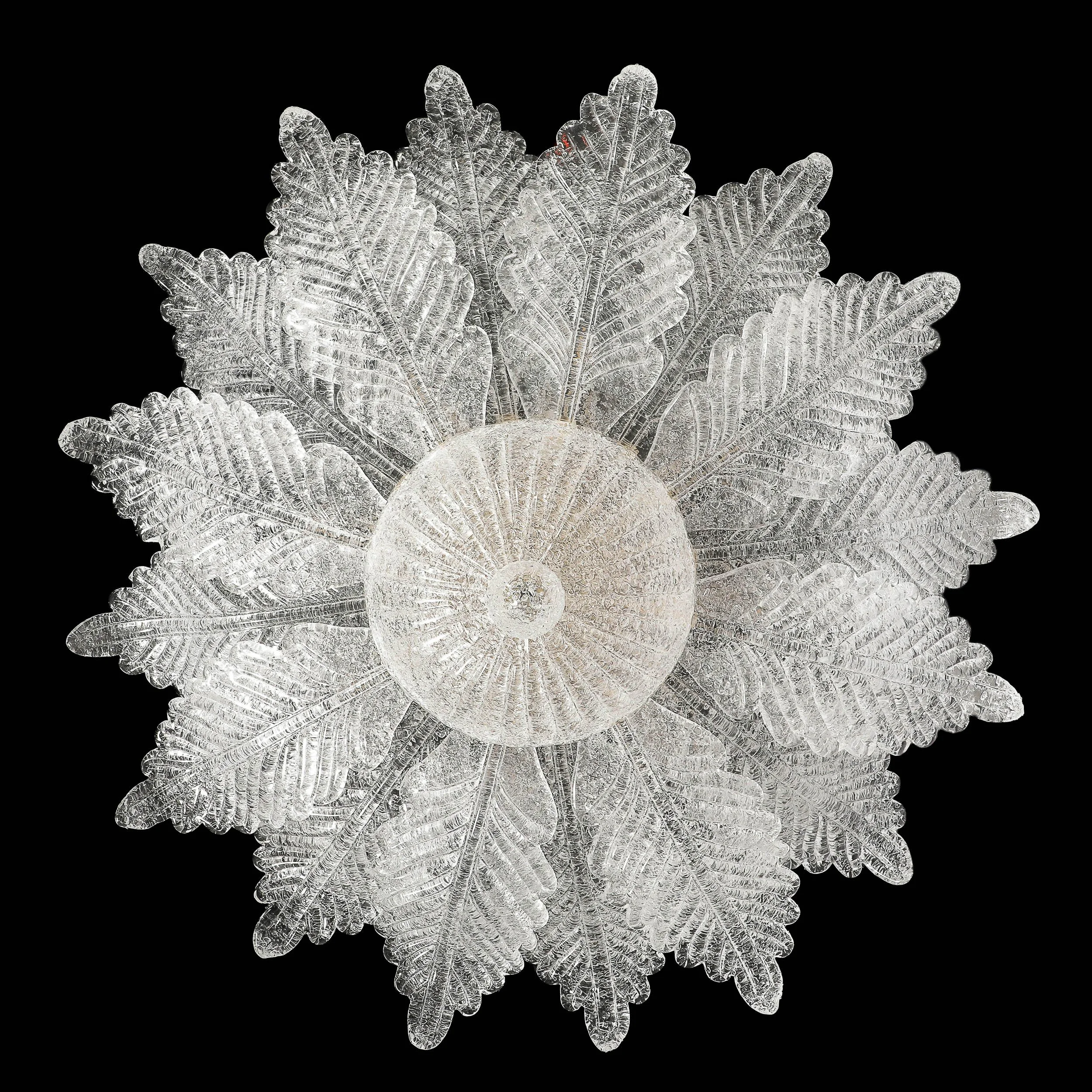 Modernist Hand-Blown Mottled Murano Glass Acanthus Flush Mount — image 2