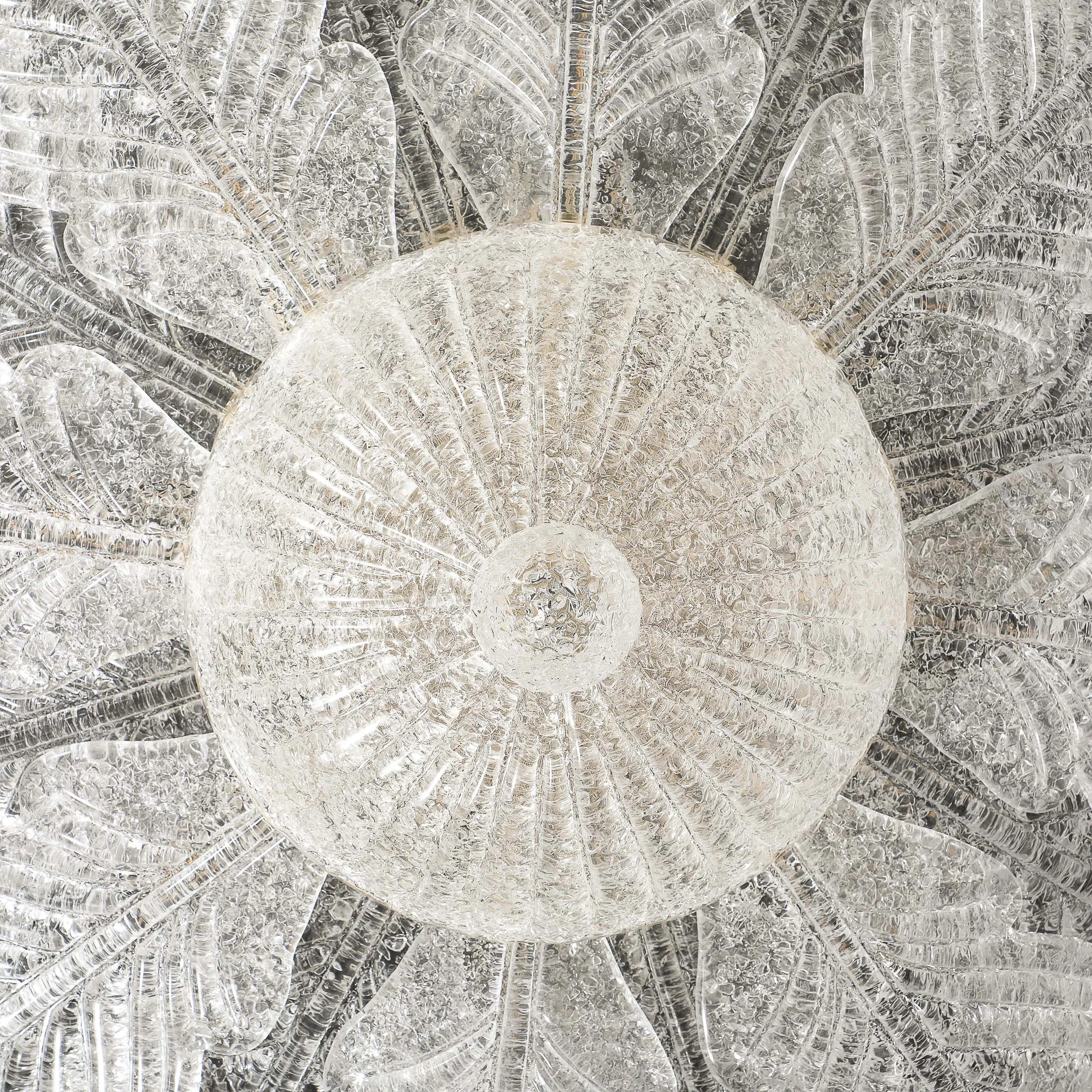 Modernist Hand-Blown Mottled Murano Glass Acanthus Flush Mount — image 3