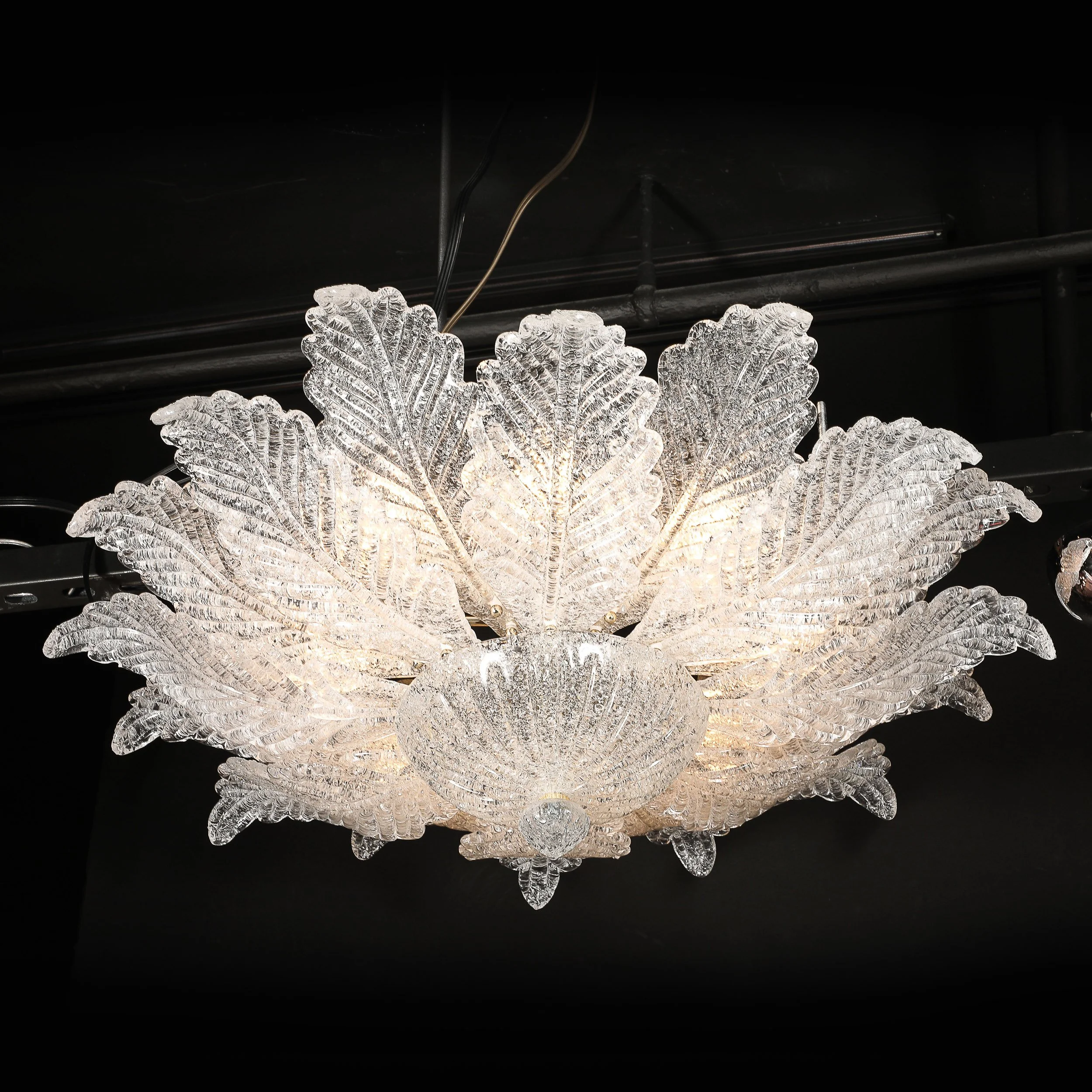 Modernist Hand-Blown Mottled Murano Glass Acanthus Flush Mount — image 4