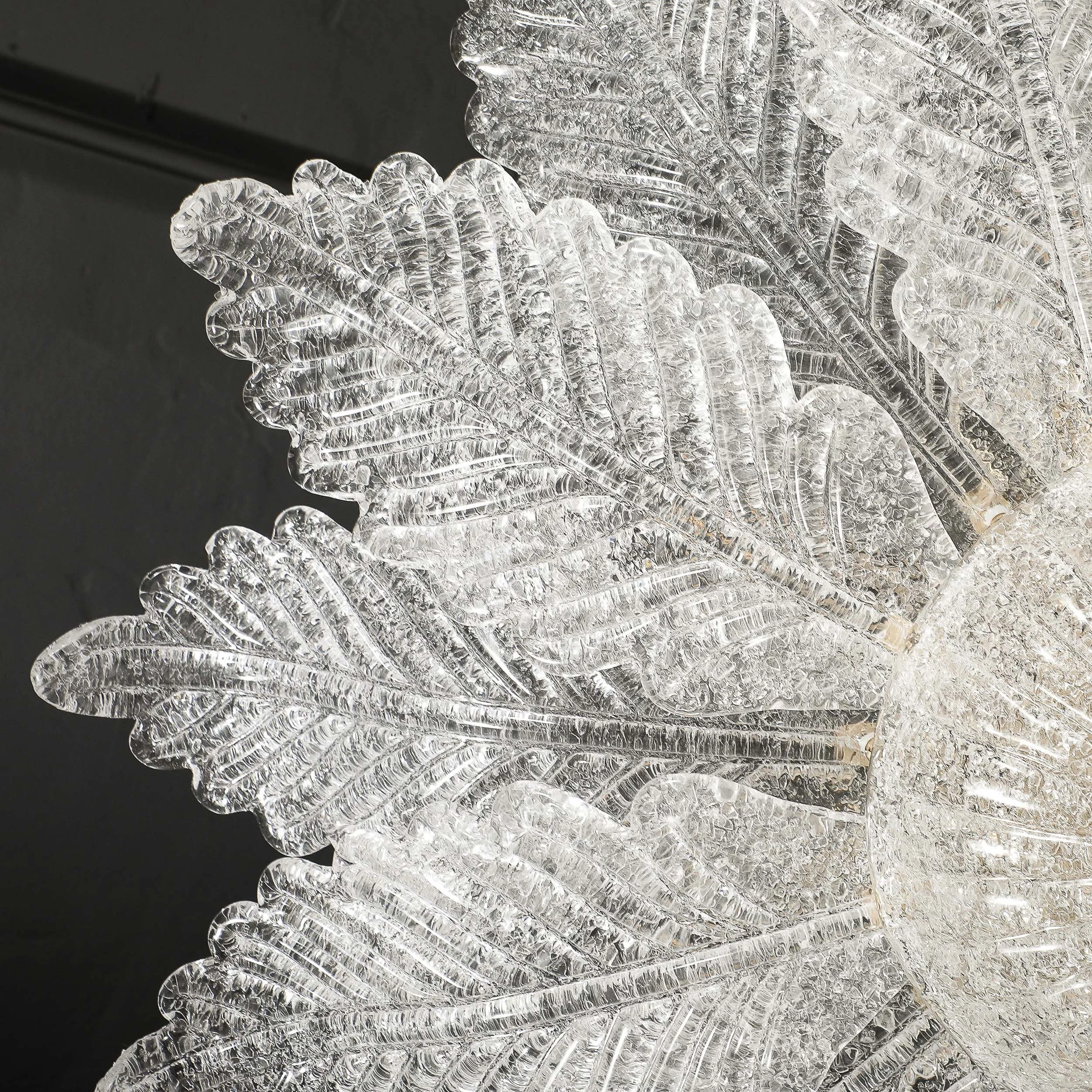 Modernist Hand-Blown Mottled Murano Glass Acanthus Flush Mount — image 5