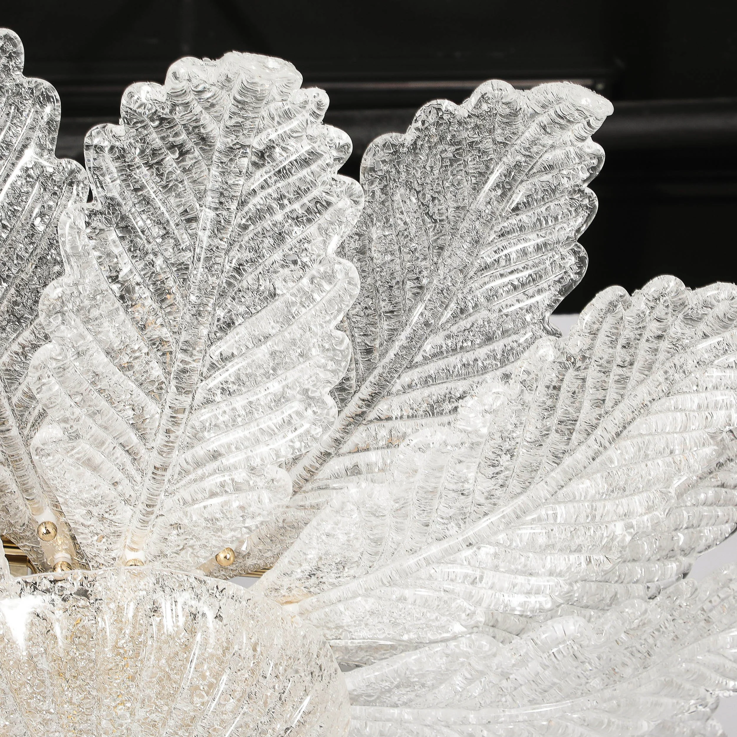 Modernist Hand-Blown Mottled Murano Glass Acanthus Flush Mount — image 6
