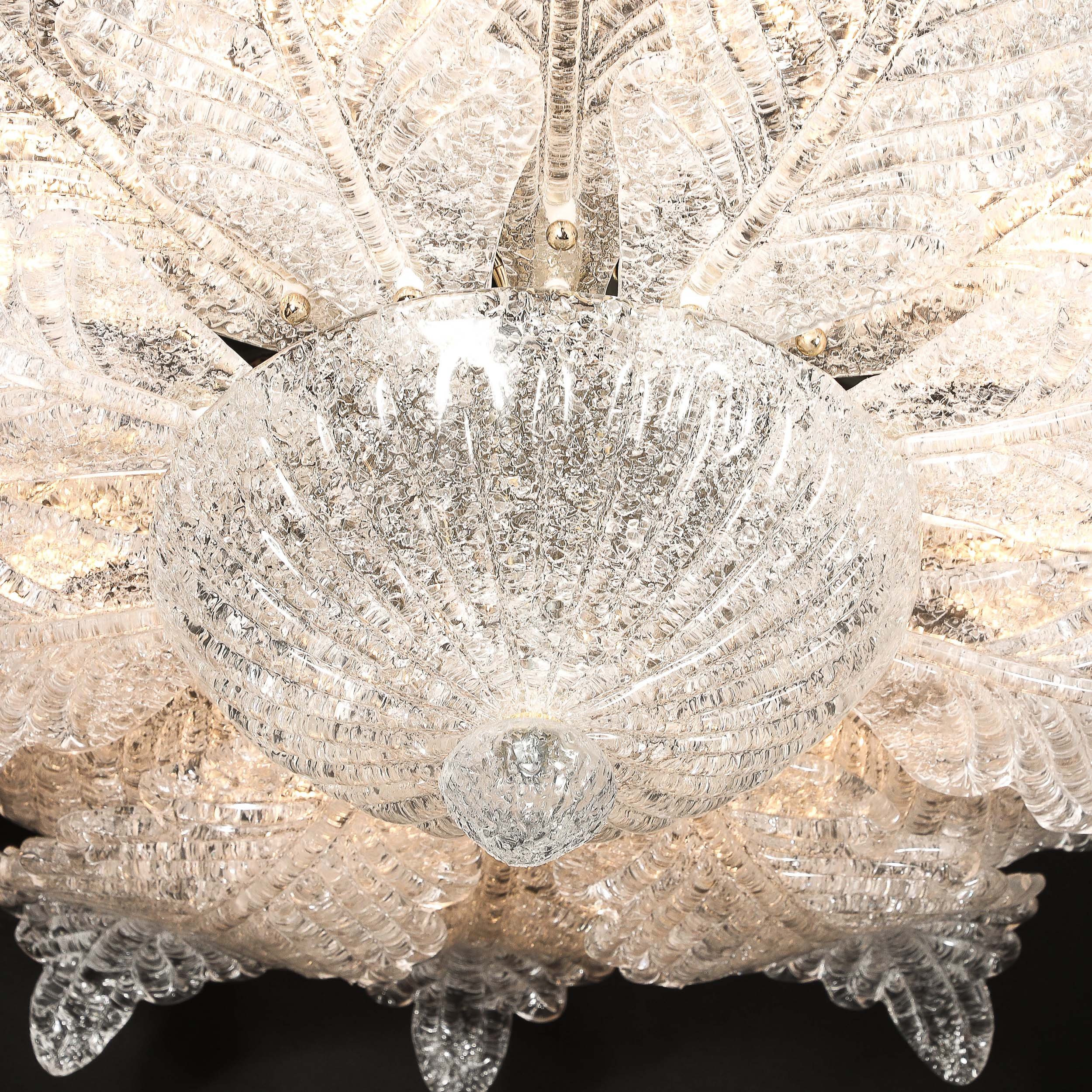 Modernist Hand-Blown Mottled Murano Glass Acanthus Flush Mount — image 7