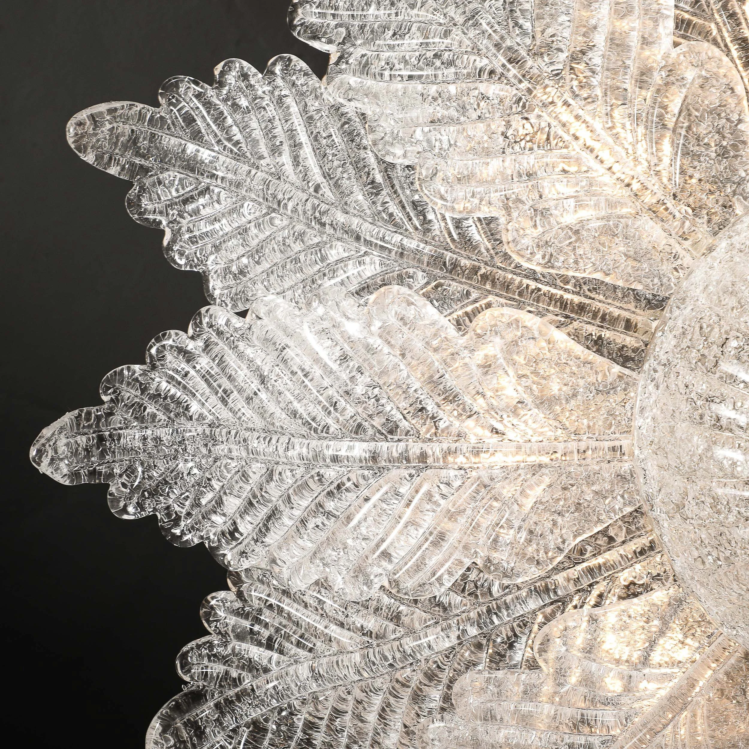 Modernist Hand-Blown Mottled Murano Glass Acanthus Flush Mount — image 8