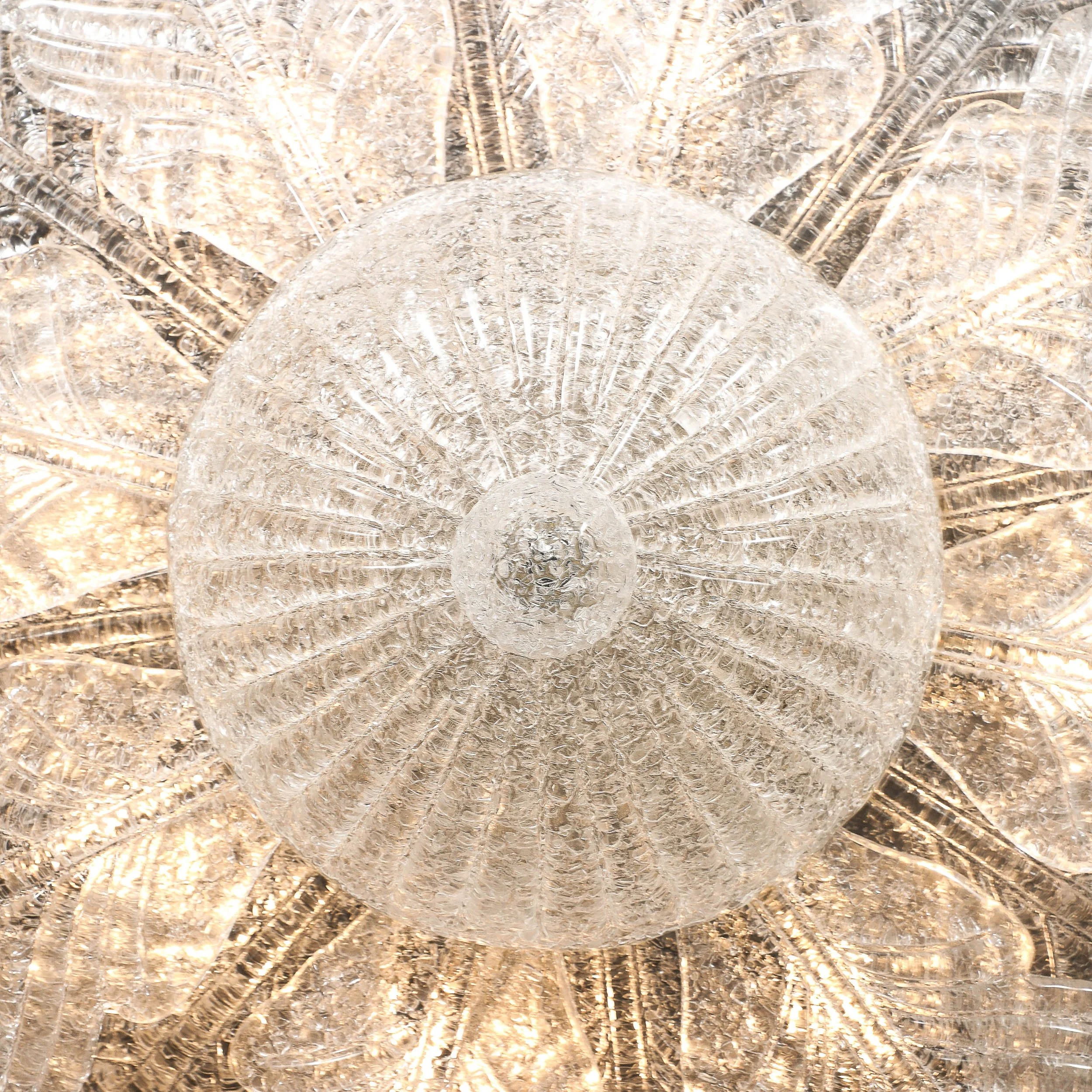 Modernist Hand-Blown Mottled Murano Glass Acanthus Flush Mount — image 9