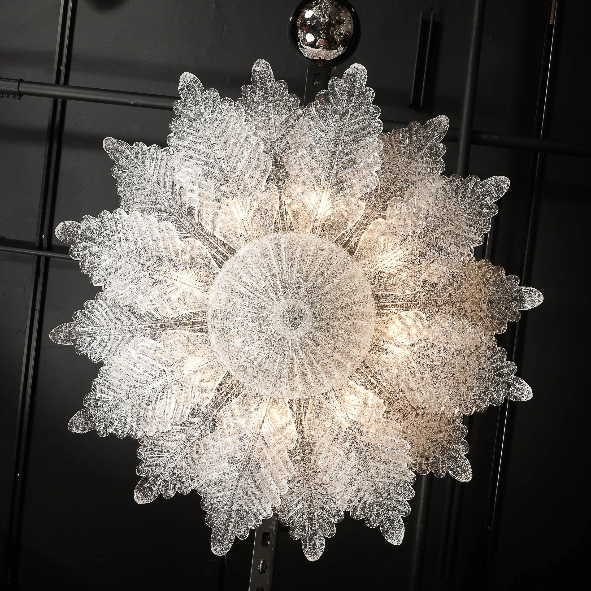 Modernist Hand-Blown Mottled Murano Glass Acanthus Flush Mount — image 11