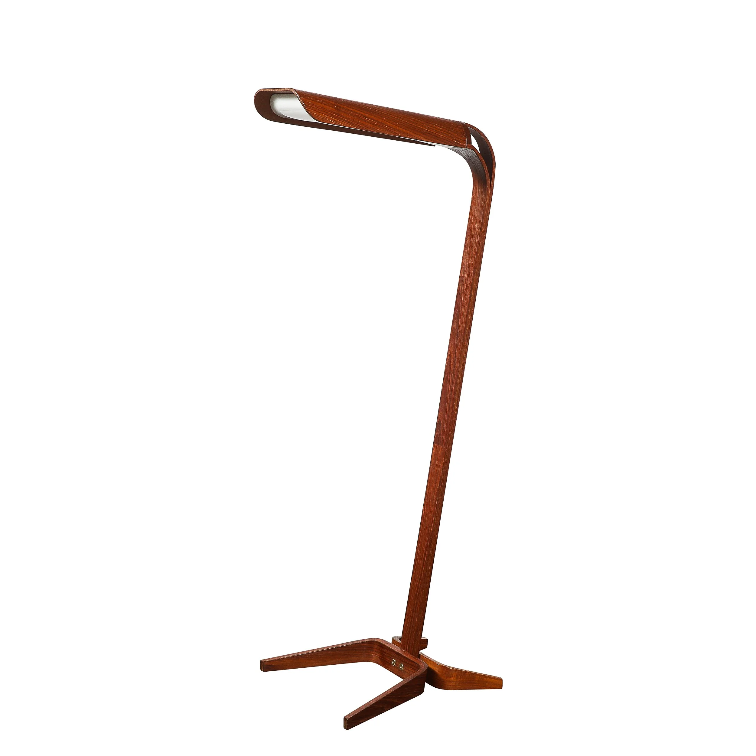 Mid-Century Modernist Teak Bentwood Sculptural Floor Lamp with Diffuser — image 1