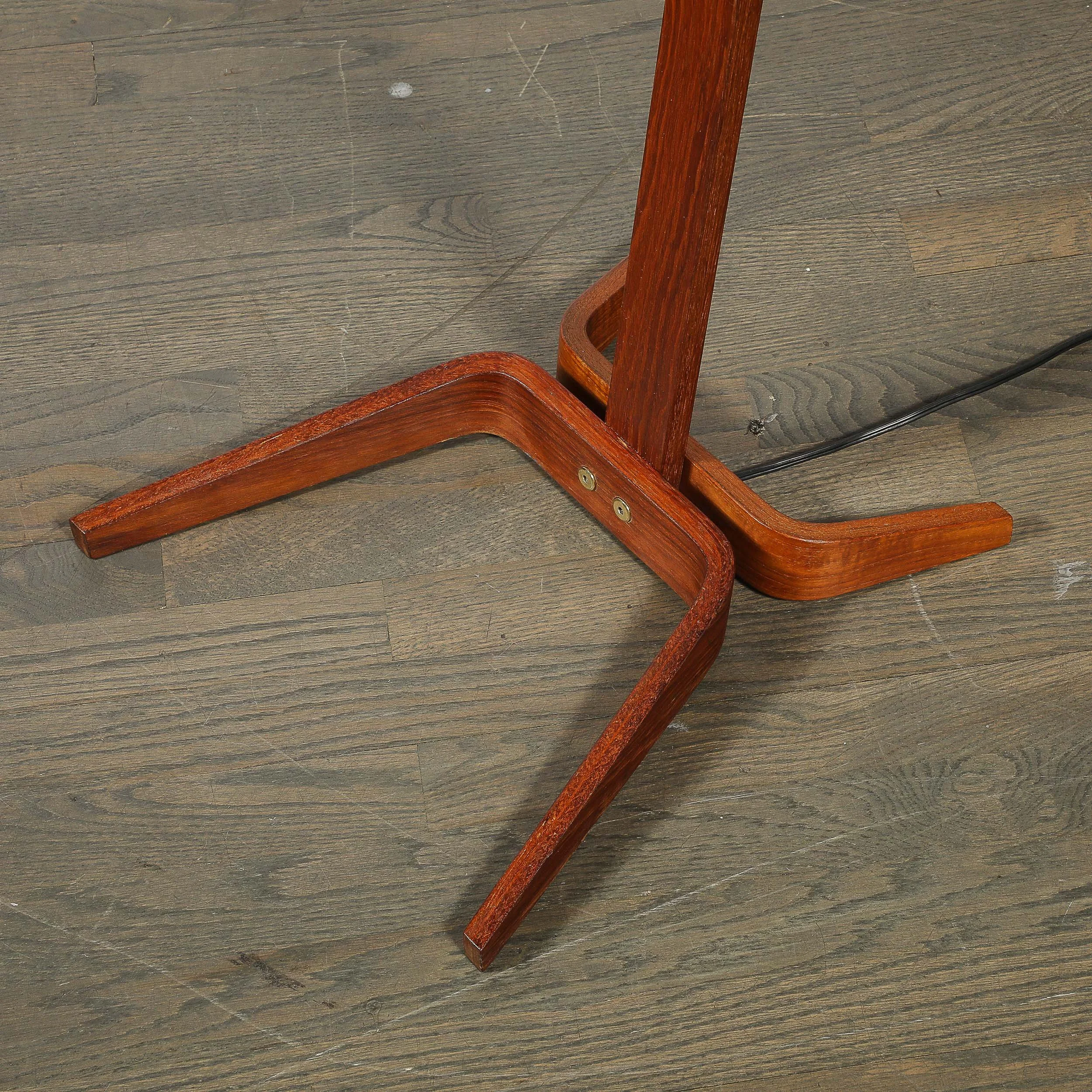 Mid-Century Modernist Teak Bentwood Sculptural Floor Lamp with Diffuser — image 5