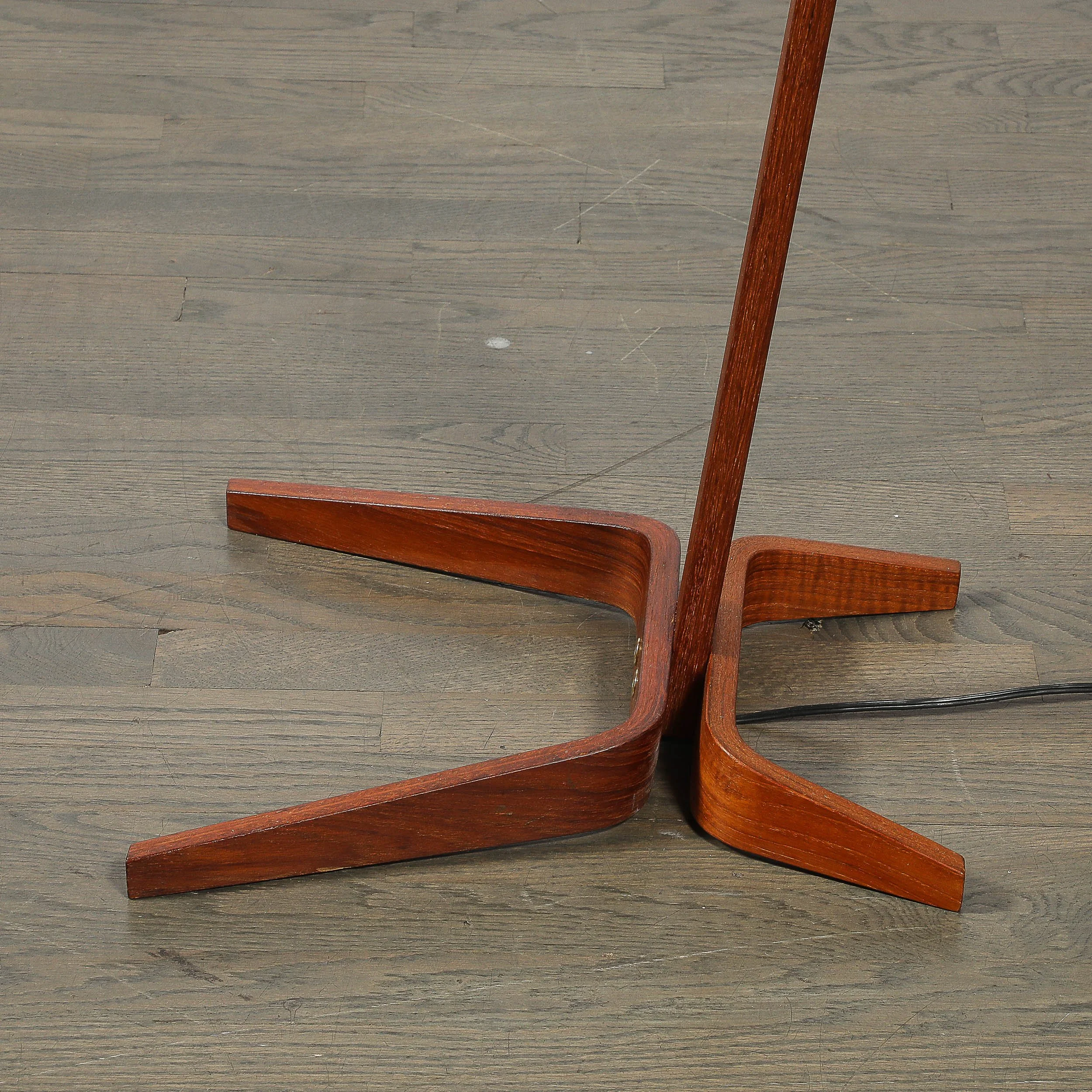 Mid-Century Modernist Teak Bentwood Sculptural Floor Lamp with Diffuser — image 7