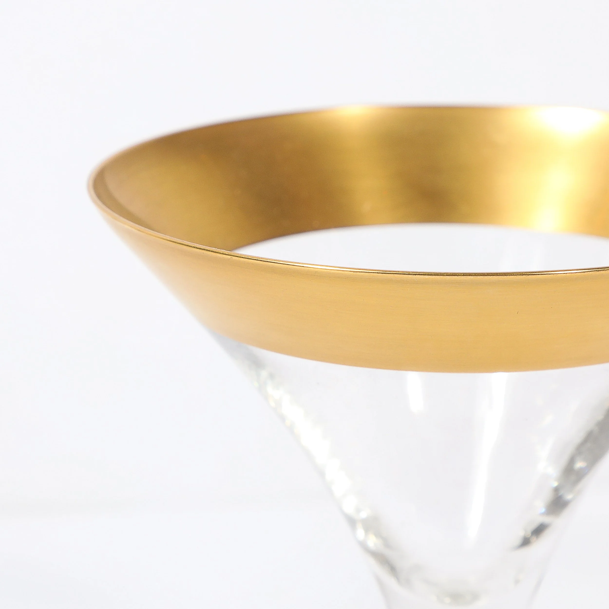 Set of 12 Mid-Century Modernist Gilt Rimmed Martini Glasses by Dorothy Thorpe — image 2