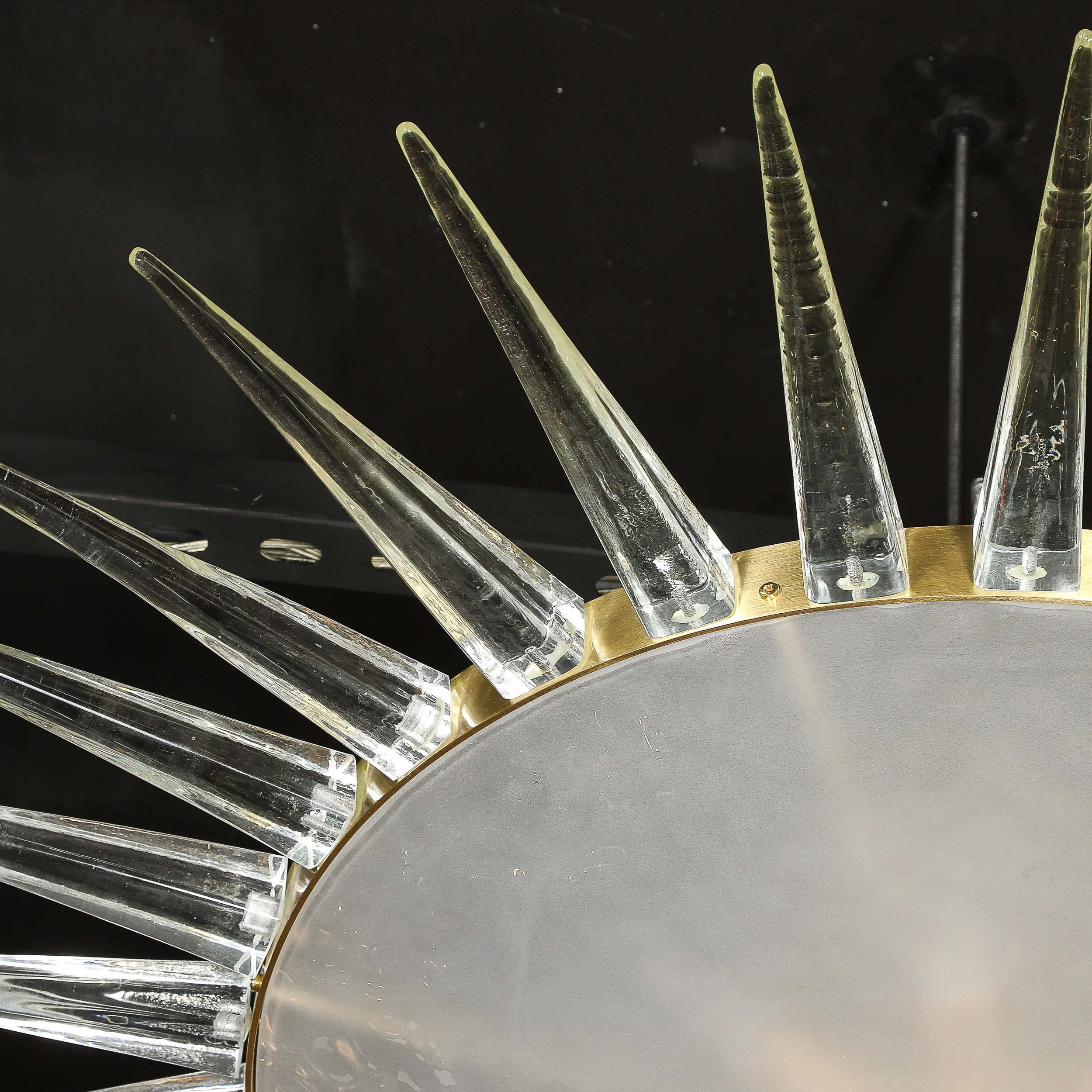 Modernist Brass Fitted Hand-Blown Murano Glass Starburst Spike Form Chandelier — image 2