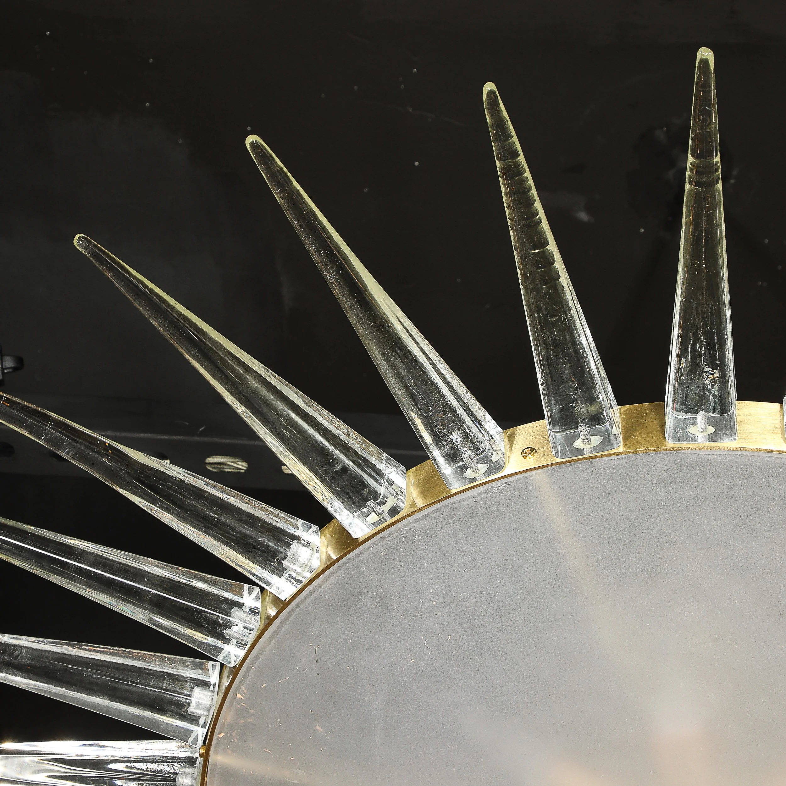 Modernist Brass Fitted Hand-Blown Murano Glass Starburst Spike Form Chandelier — image 5