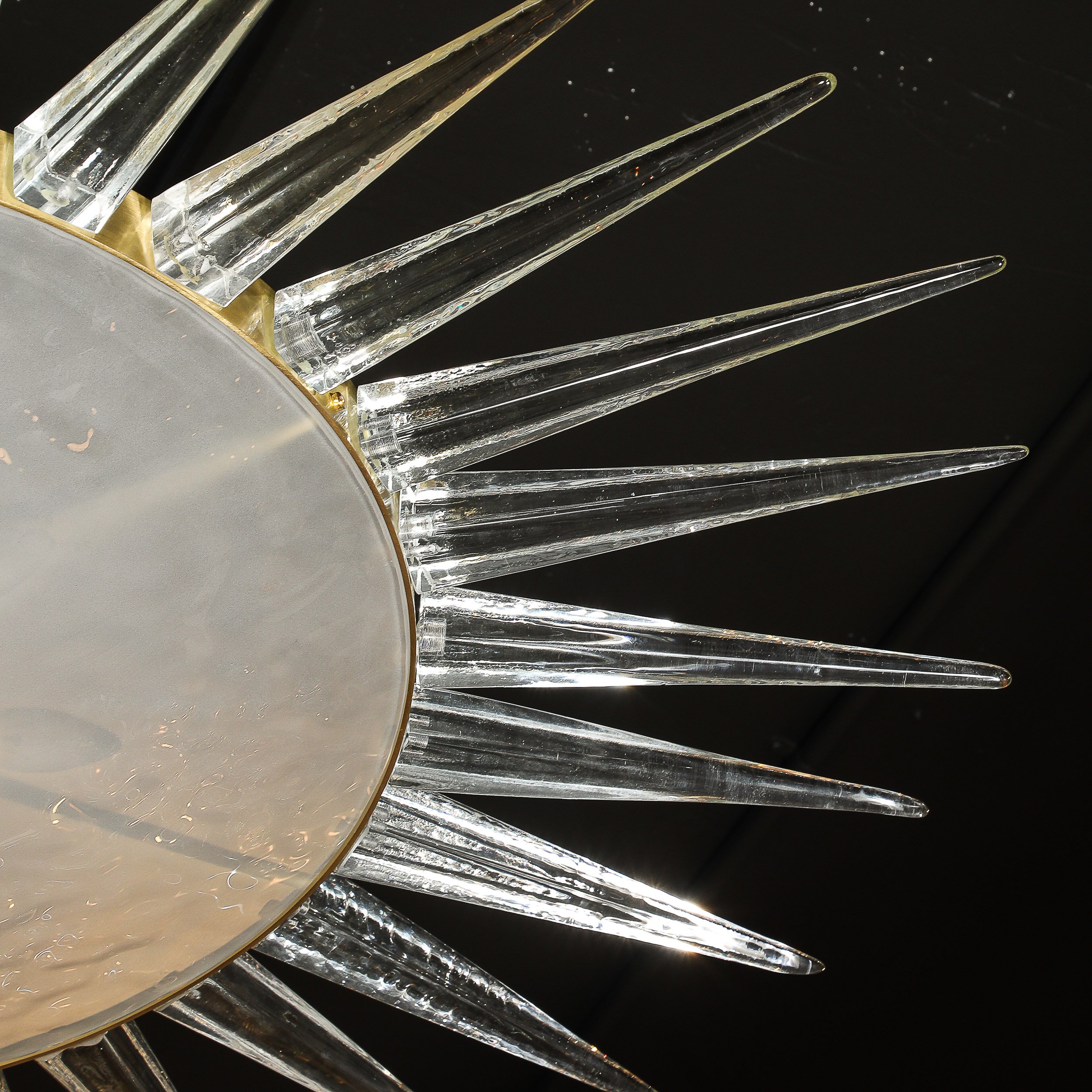 Modernist Brass Fitted Hand-Blown Murano Glass Starburst Spike Form Chandelier — image 6
